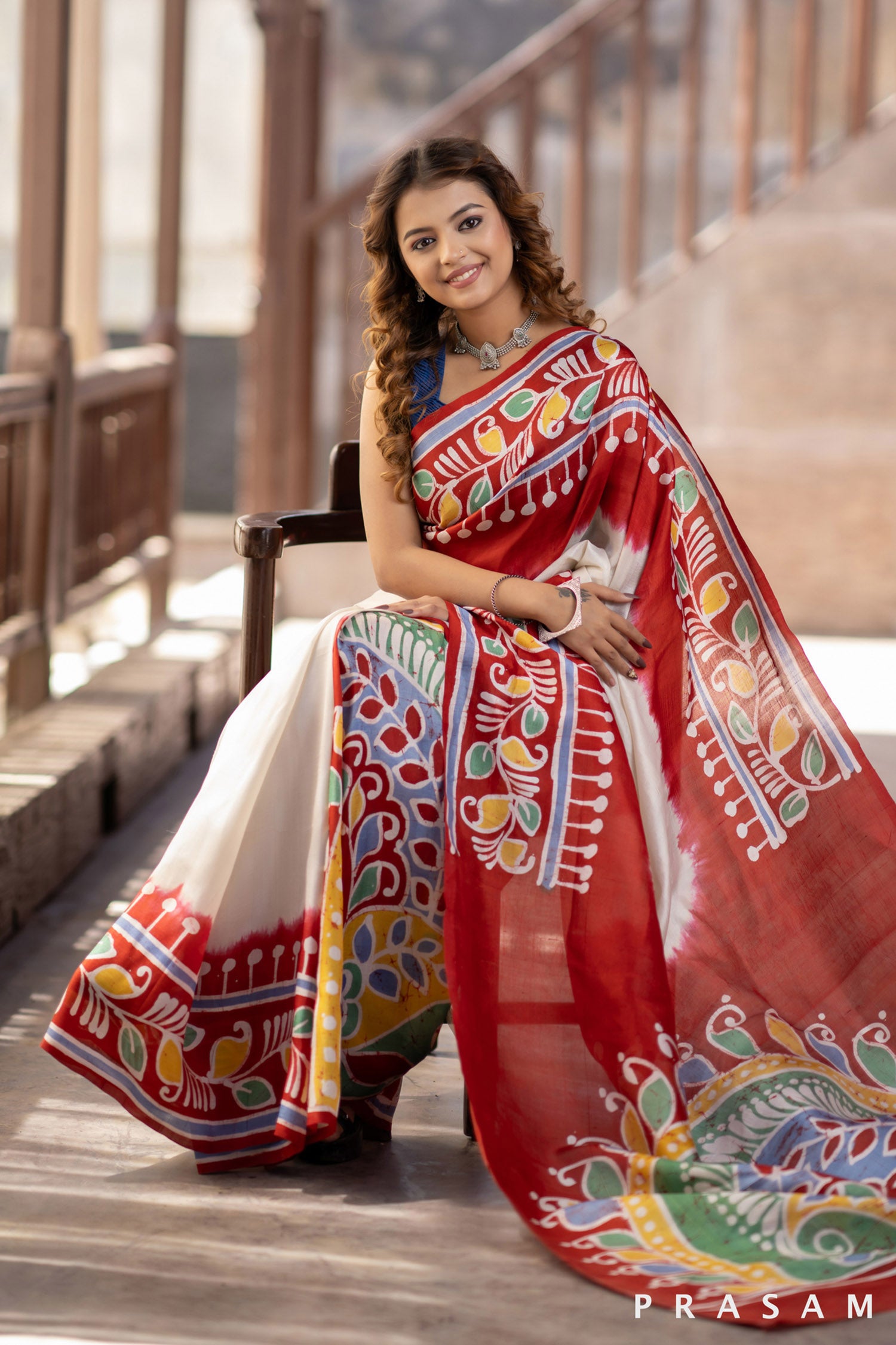 Pearl Princess hand painted silk saree