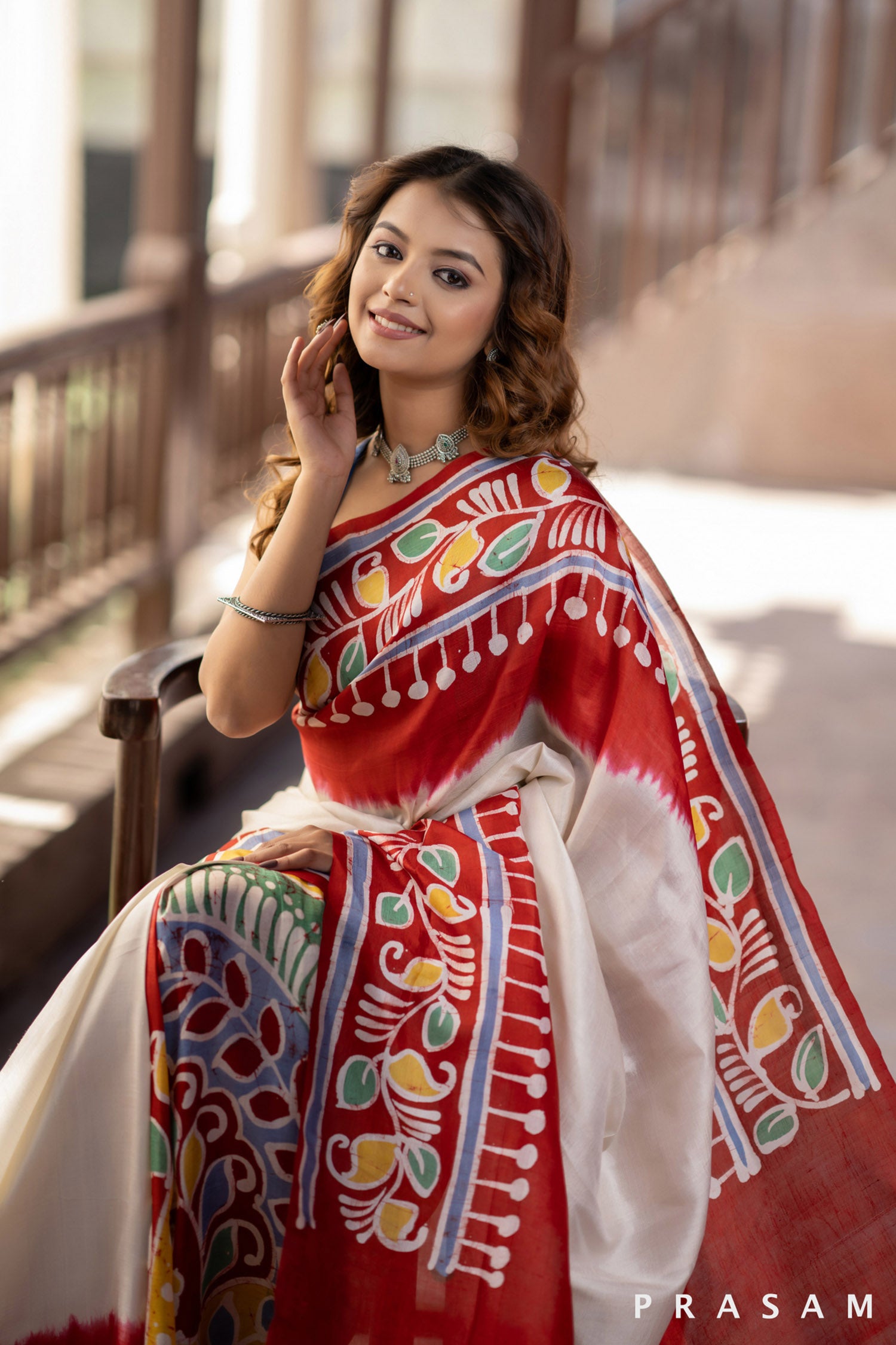 Pearl Princess hand painted silk saree