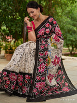 Pearl Patina Black Blossom Edging Pure Silk Sarees