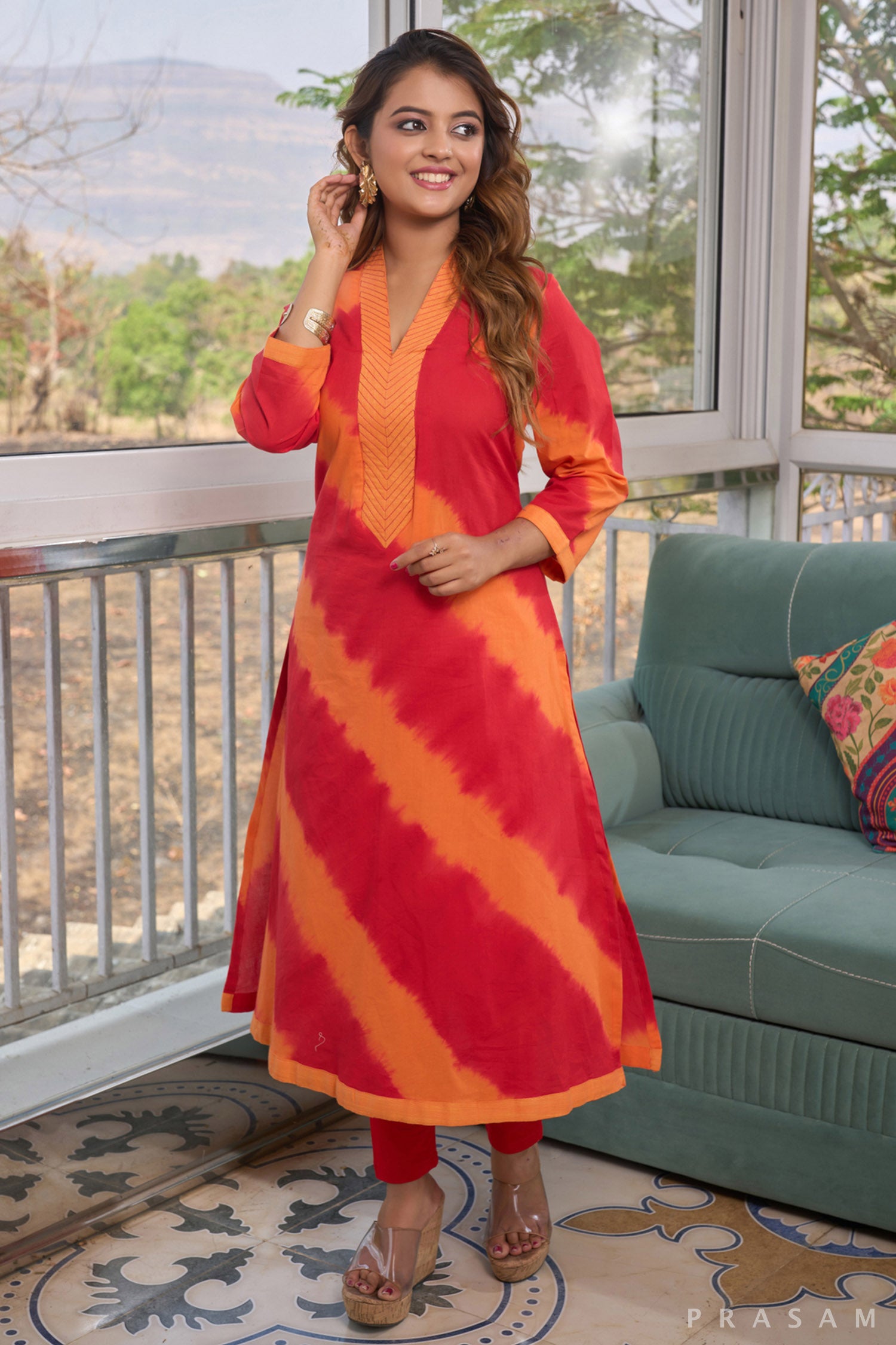 Fiery Fusion Mul Cotton Tie Dye Kurti