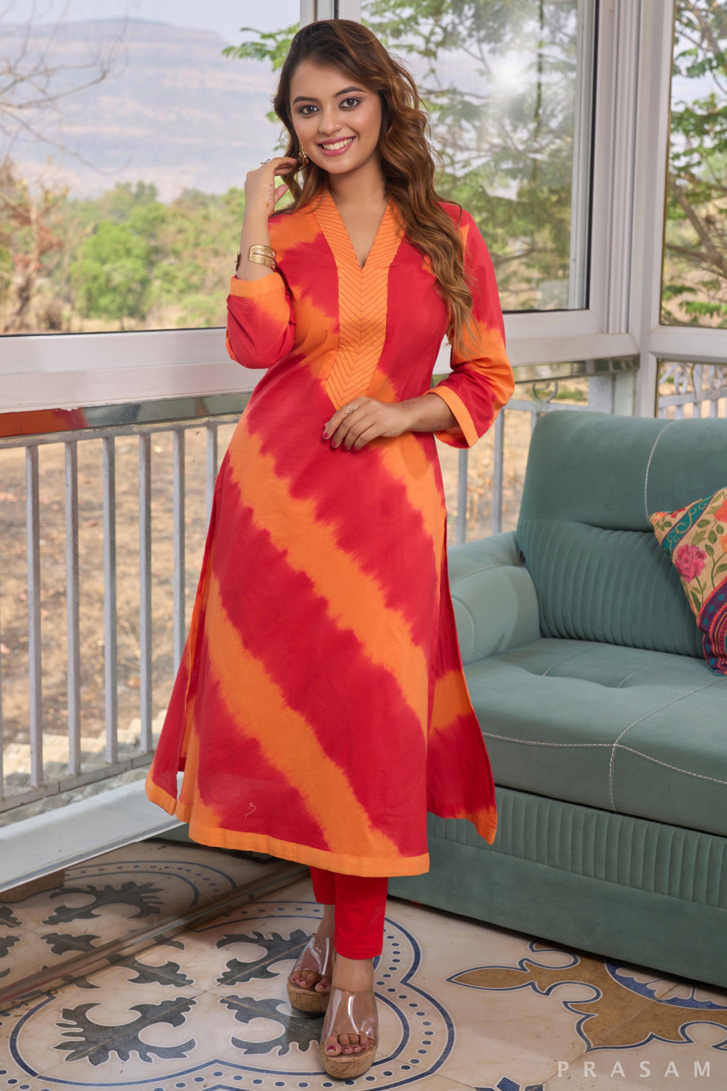 Fiery Fusion Mul Cotton Tie Dye Kurti