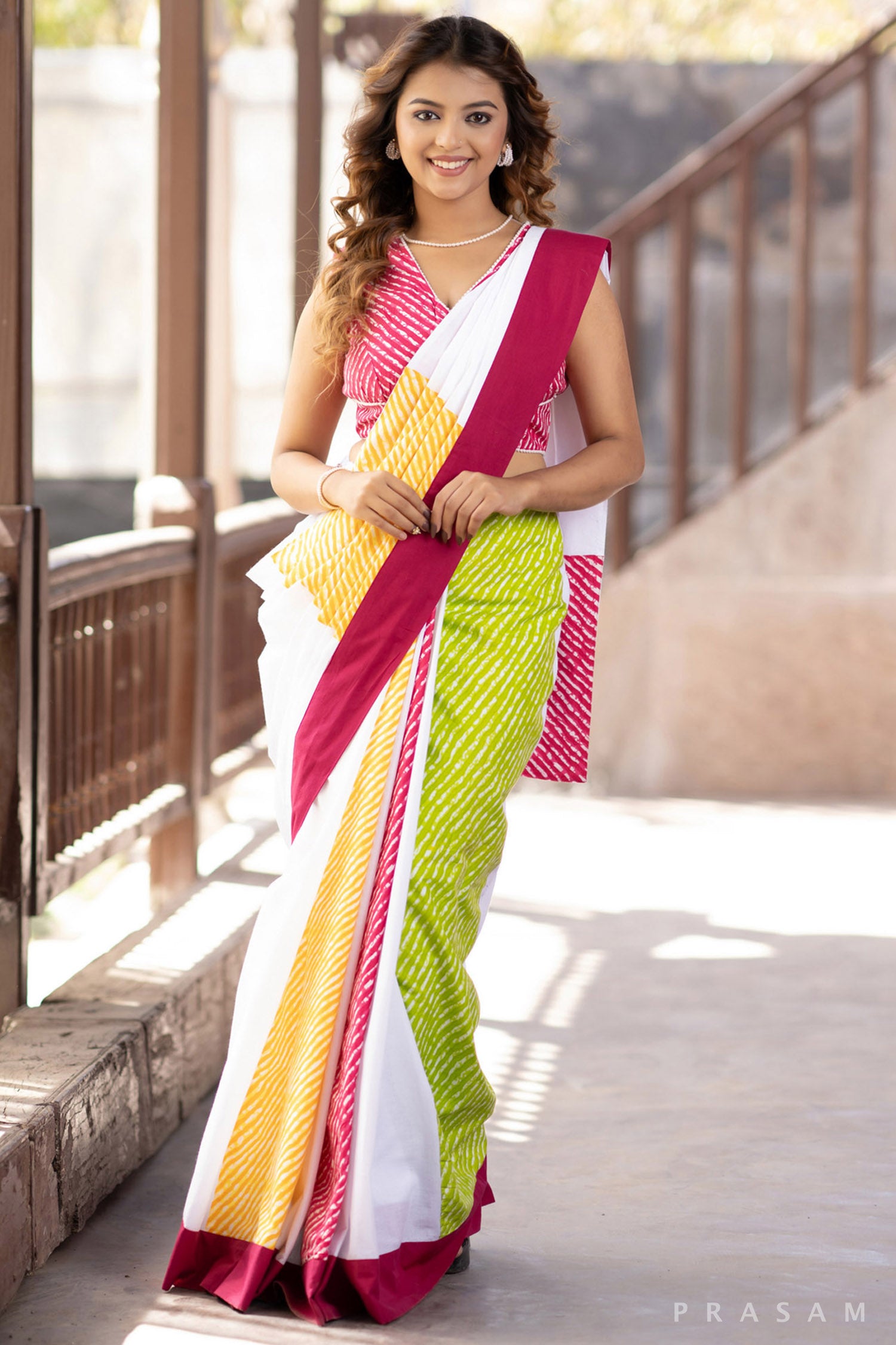 Blessy Mul Lehariya Saree