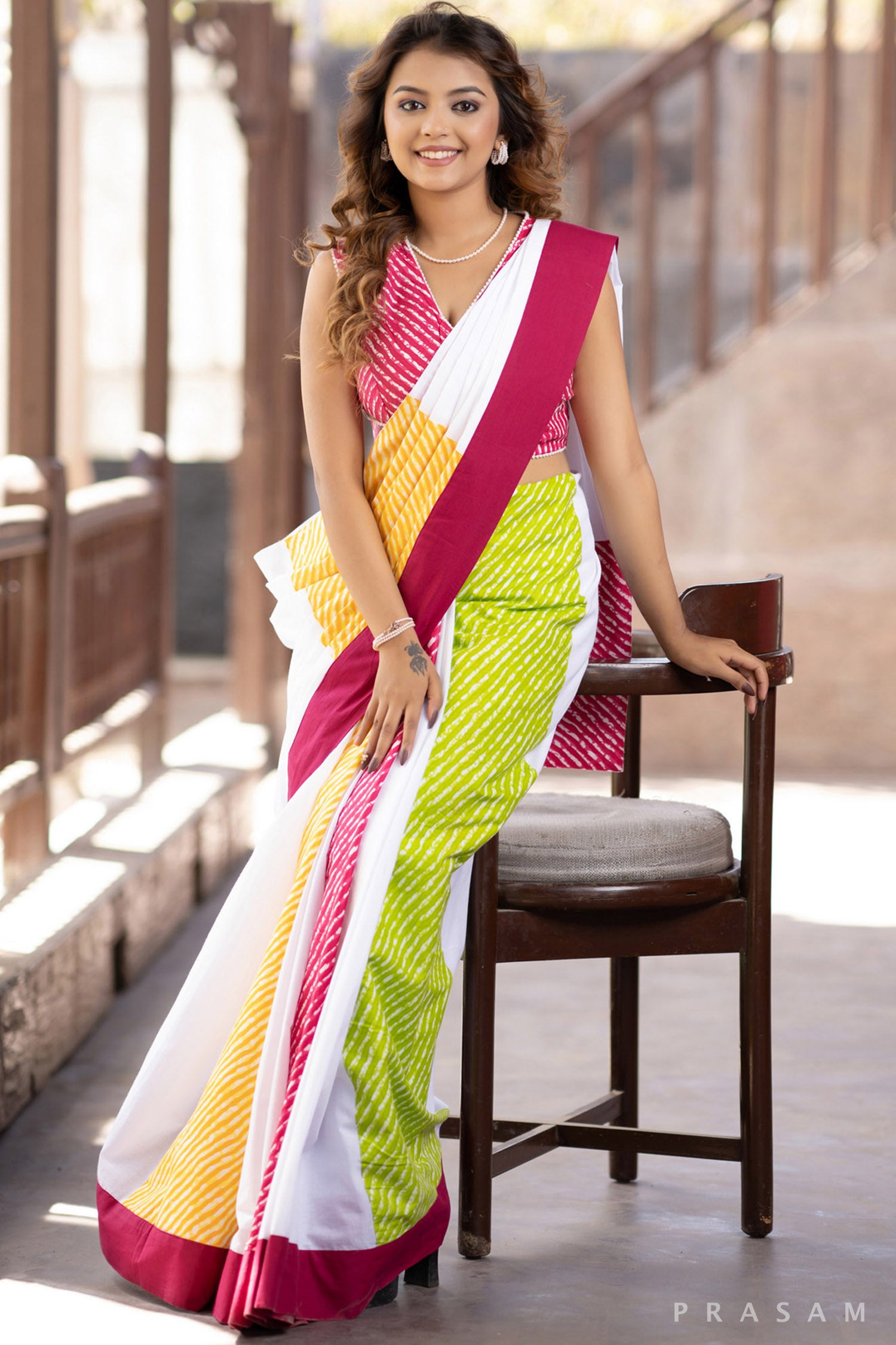 Blessy Mul Lehariya Saree