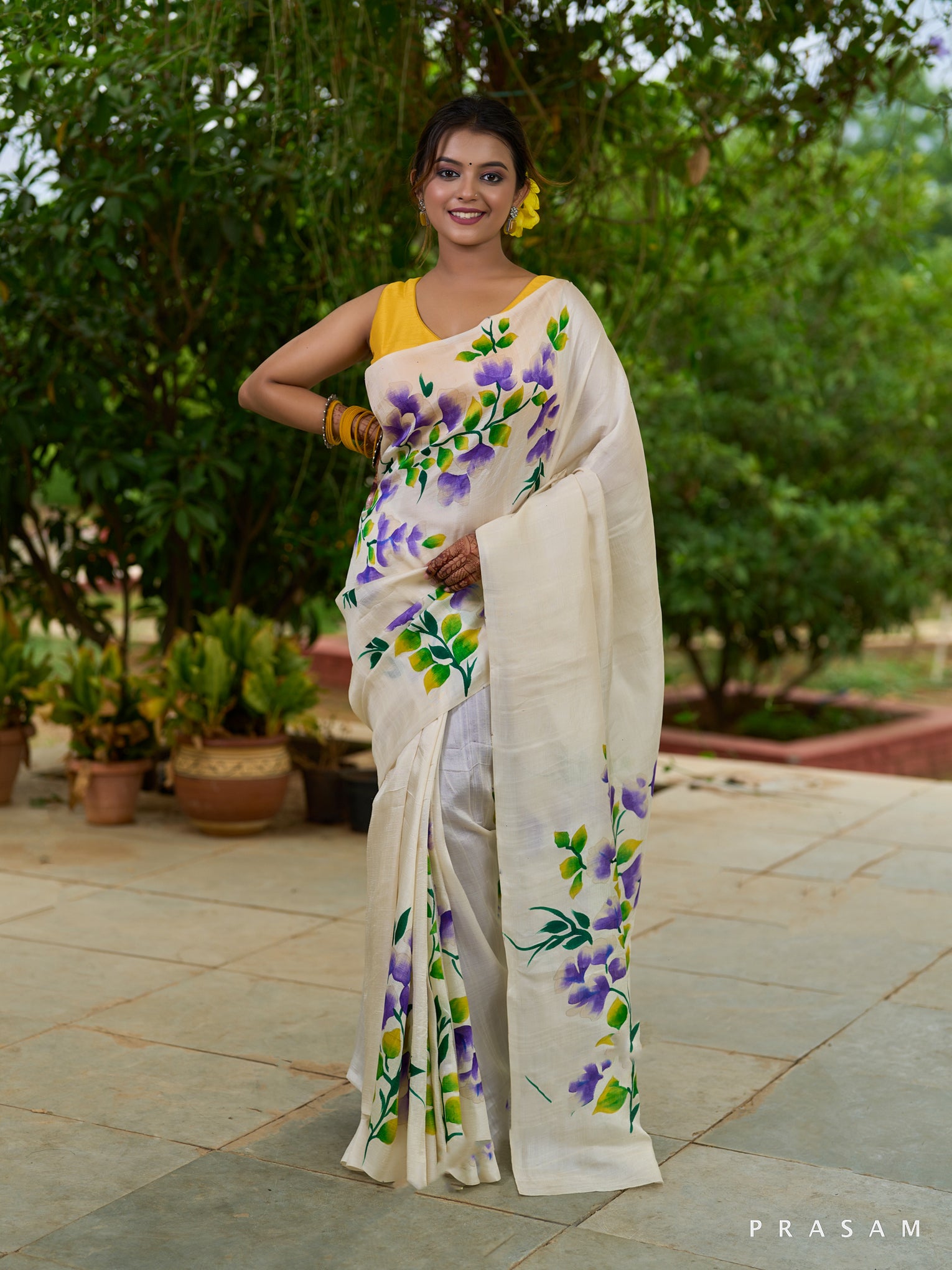 Misty Pearl White Pure Silk Saree