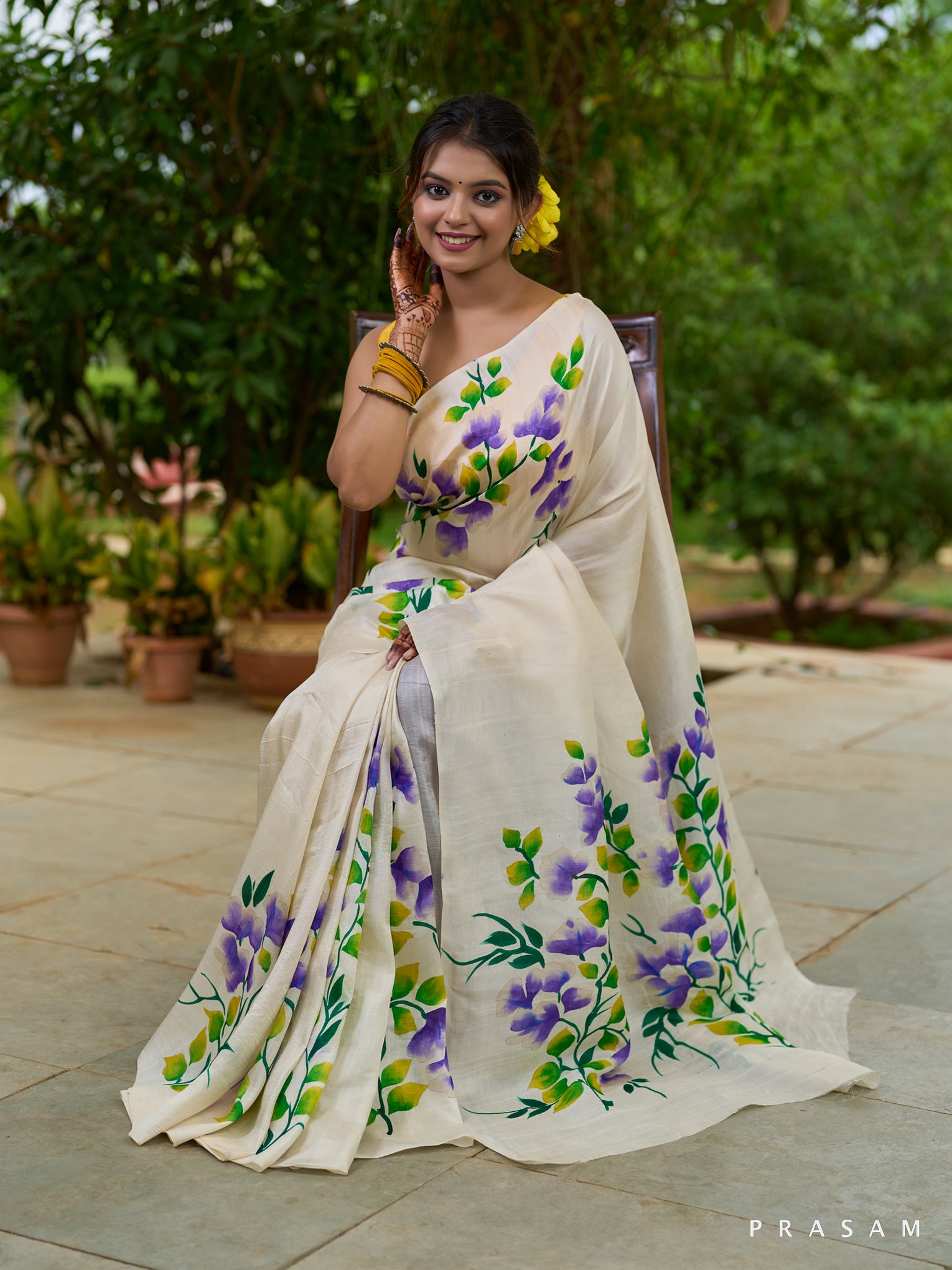 Misty pearl white pure silk saree