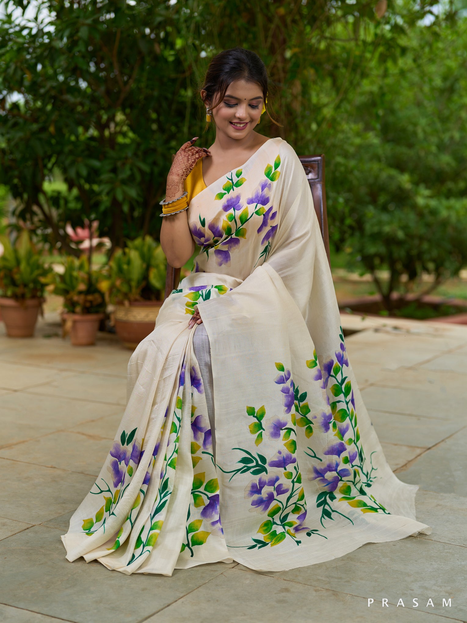 Misty pearl white pure silk saree