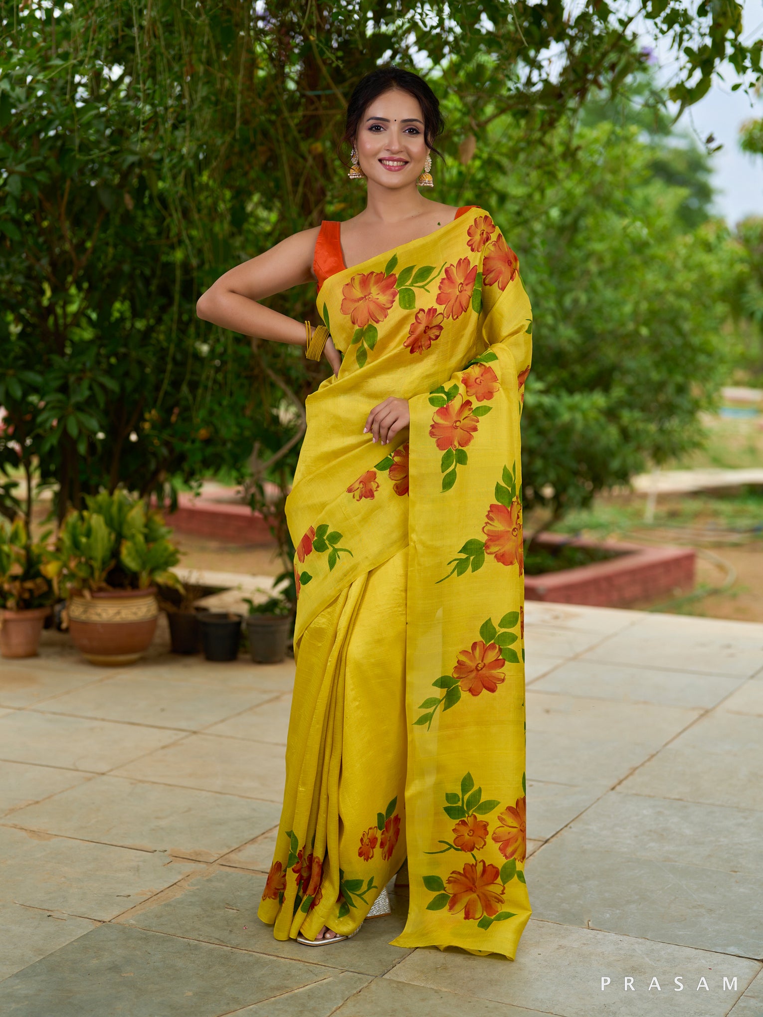 Mango Tango Elegance Yellow Pure Silk Saree