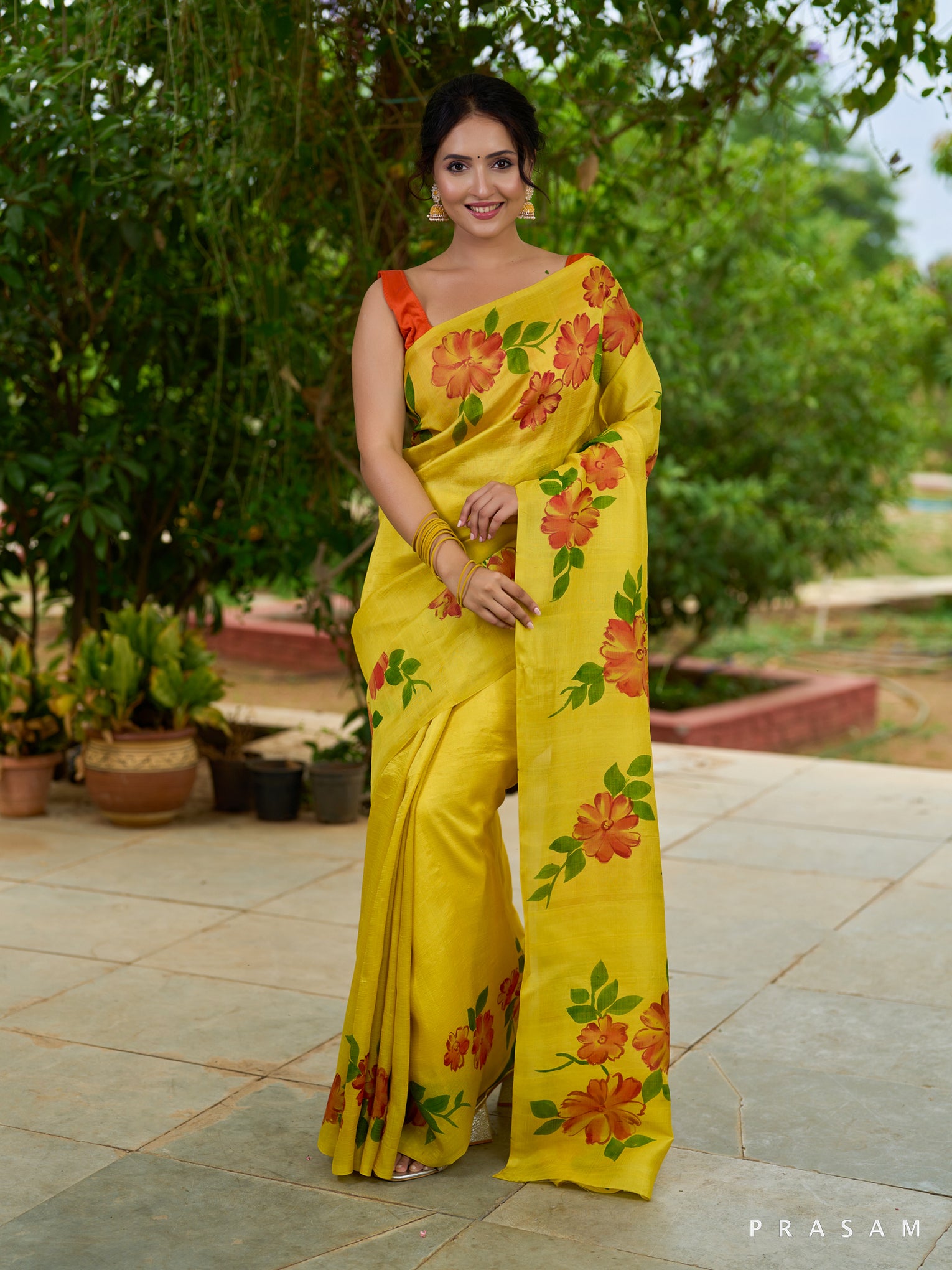 Mango Tango Elegance Yellow Pure Silk Saree