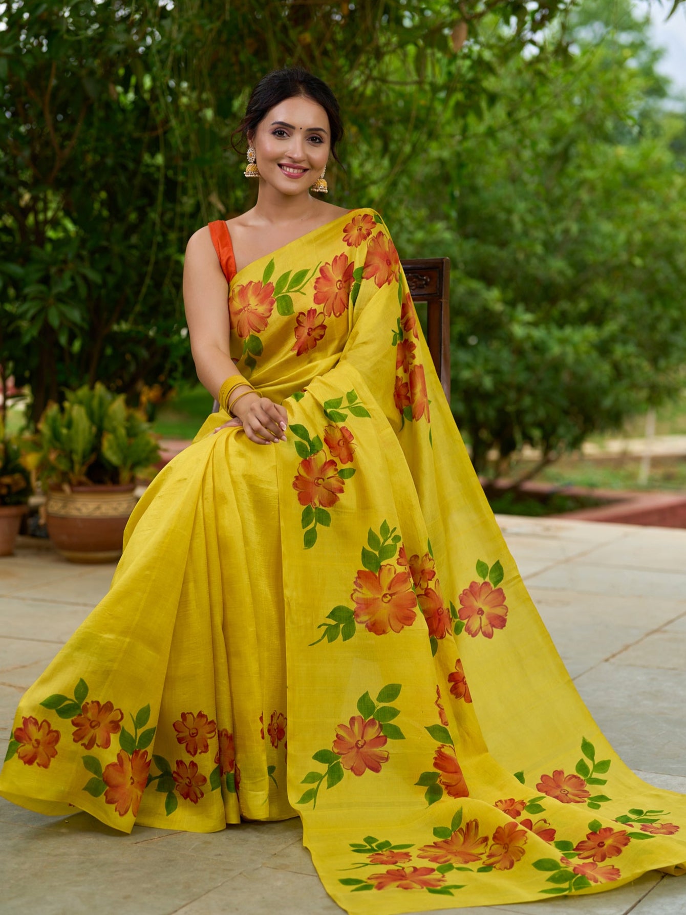 Mango Tango Elegance Yellow Pure Silk Saree