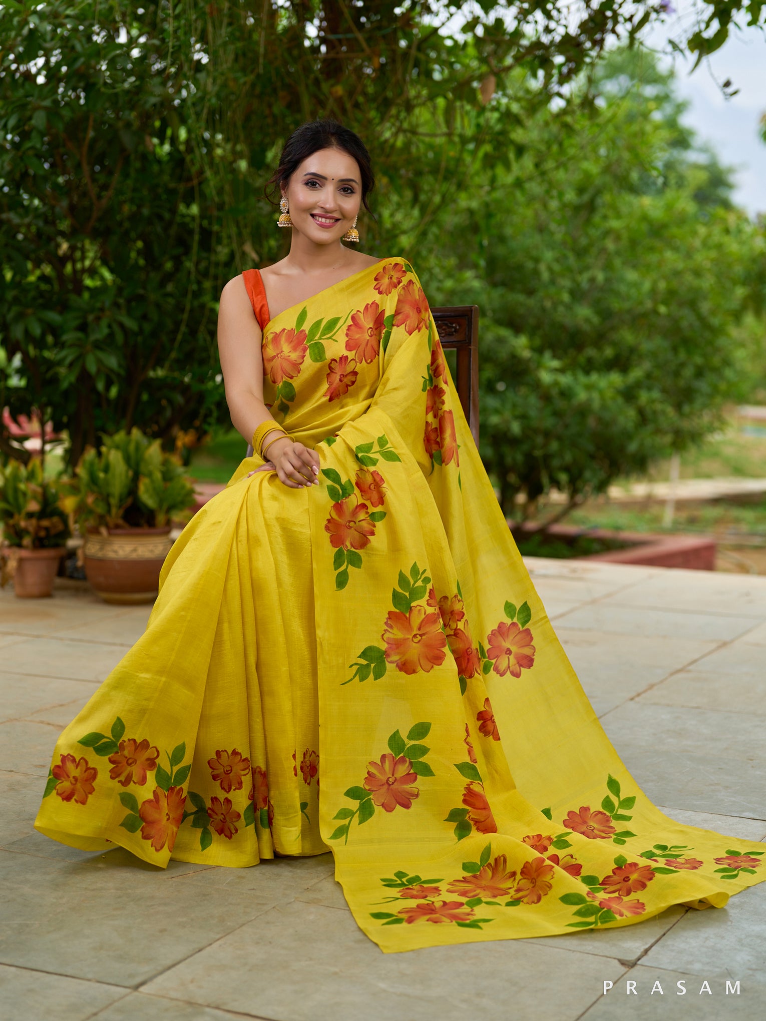 Mango Tango Elegance Yellow Pure Silk Saree