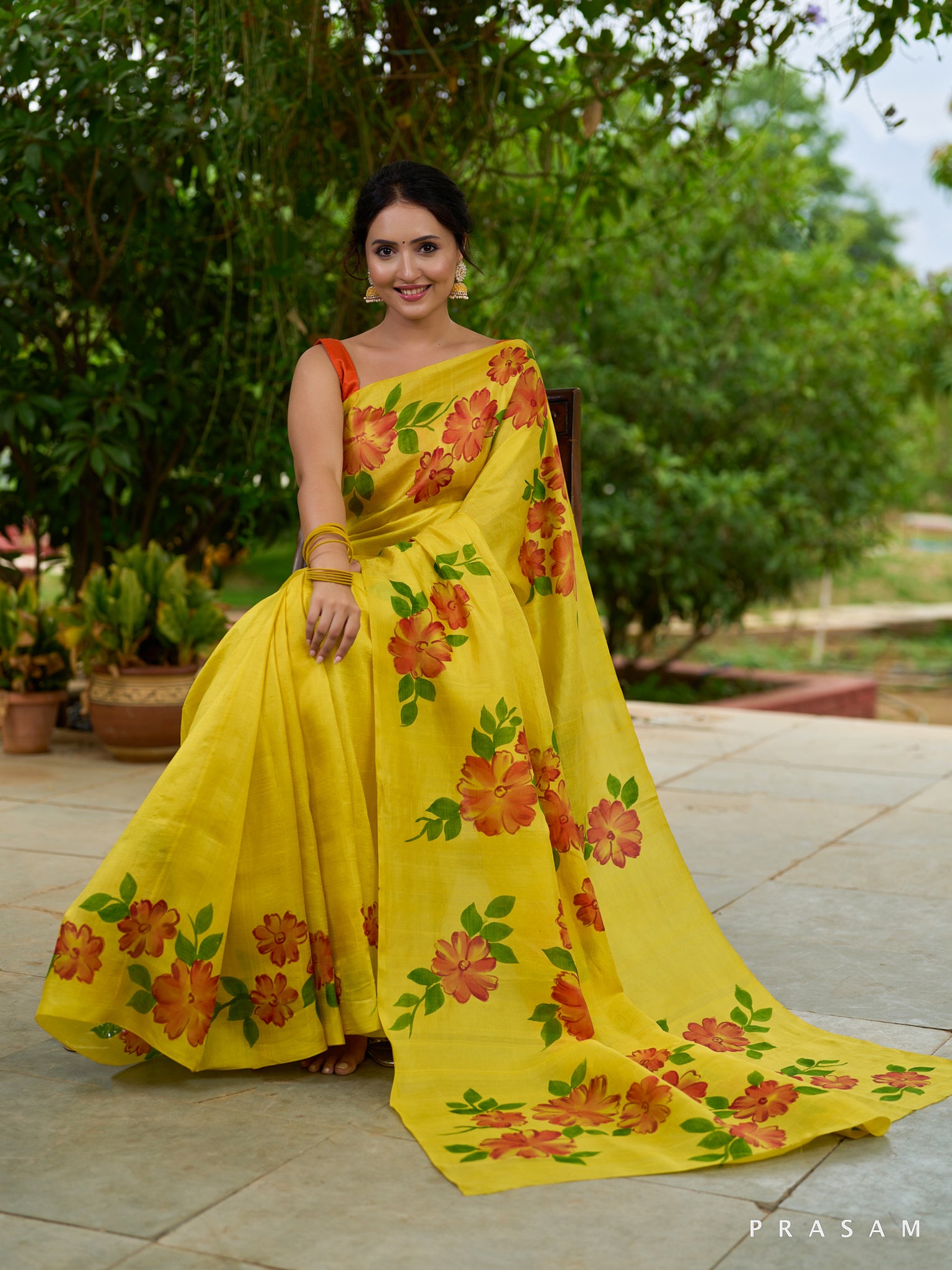 Mango Tango Elegance Yellow Pure Silk Saree