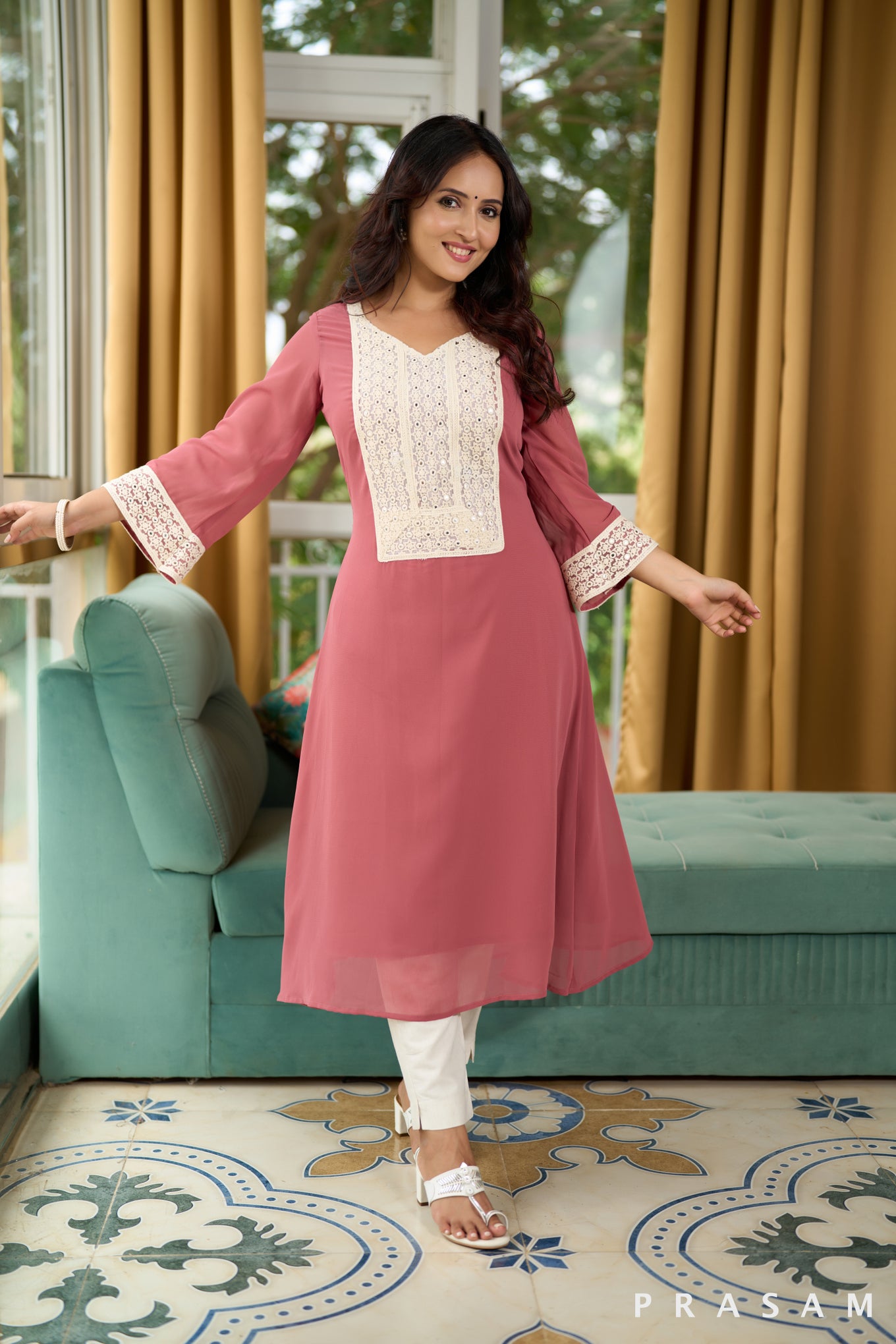 Rose Blush Elegance Kurti