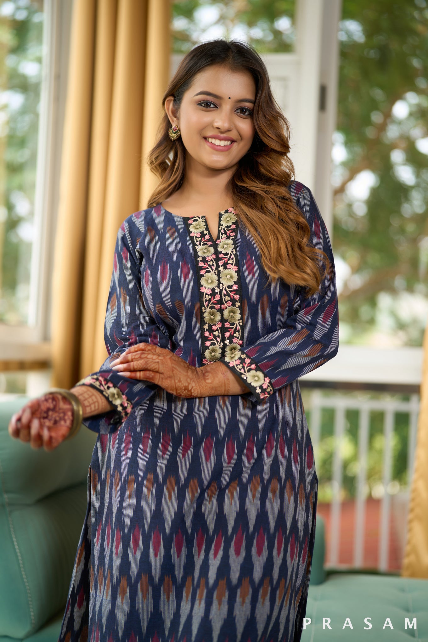 Navy Dreamland Ikat Elegance Kurti