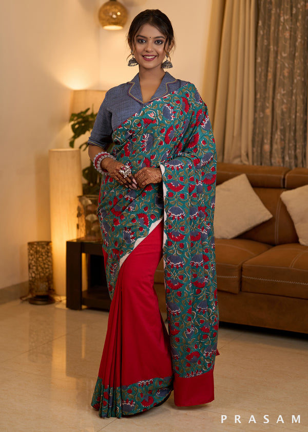 Scarlet Symphony Muslin and Crepe Printed Saree