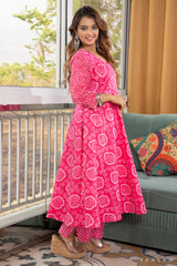 Rose Petal Elegance Pink Jaipuri Cotton Mul Kurta Set