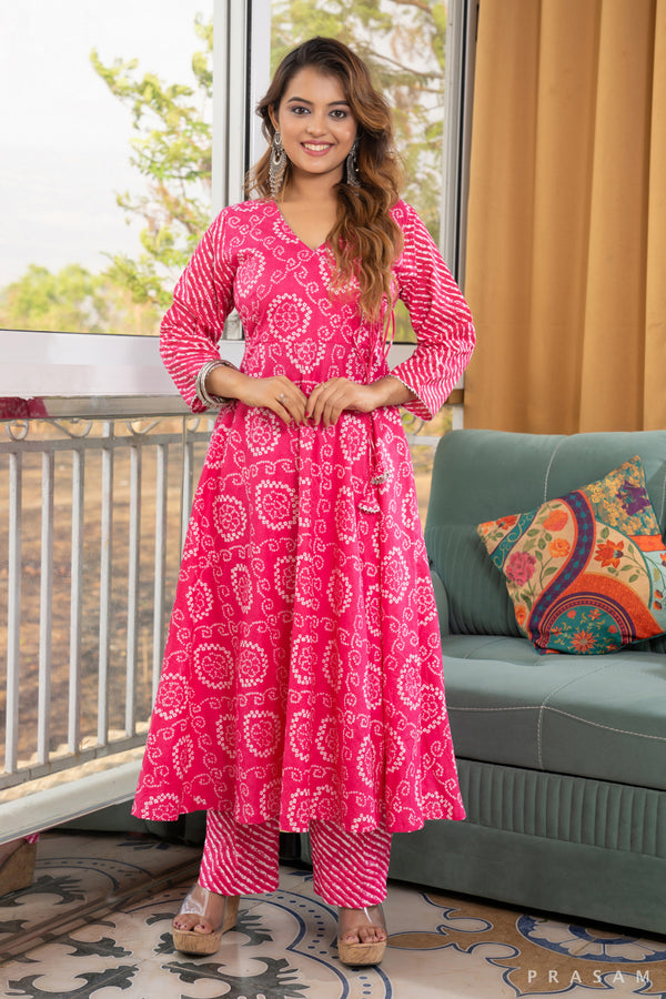 Rose Petal Elegance Pink Jaipuri Cotton Mul Kurta Set