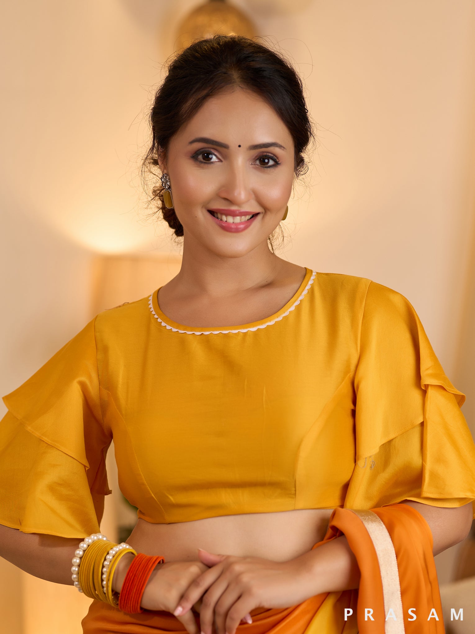 Golden Horizon Yellow Chanderi Blouse