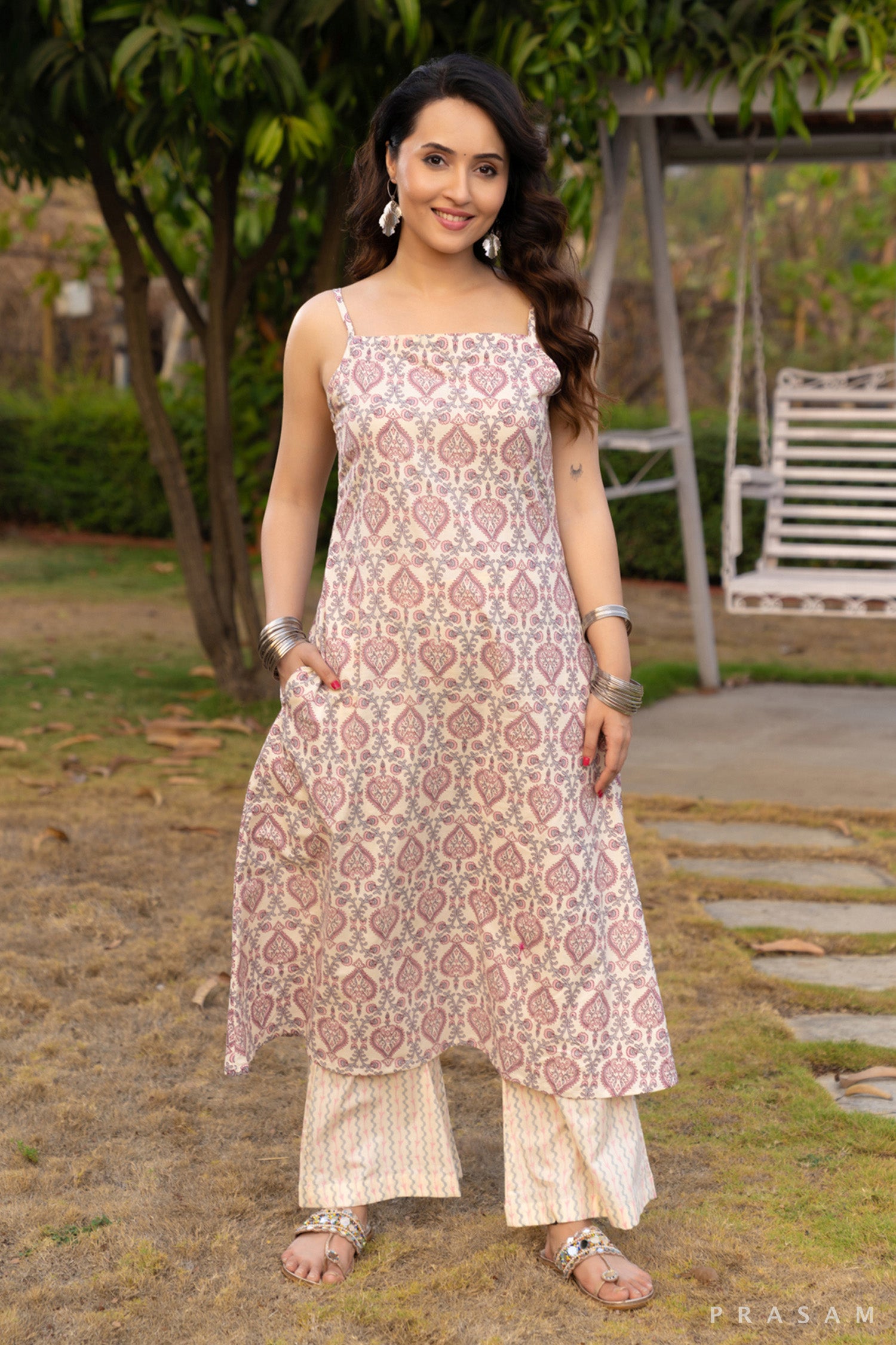 Blush Blossom Baby Pink and Beige Combination Mul Printed Set