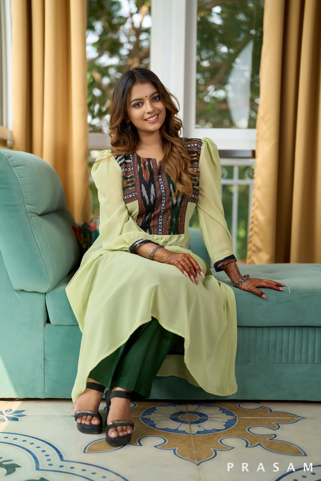 Lime Zest Ikat Fusion Kurti