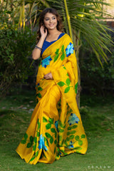 Pihu floral hand painted silk saree