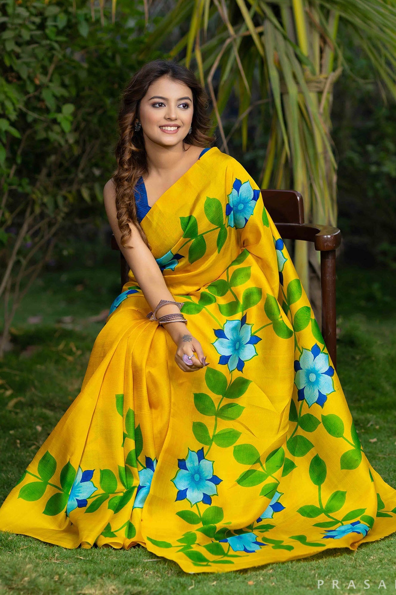 Pihu Floral Hand Painted Silk Saree