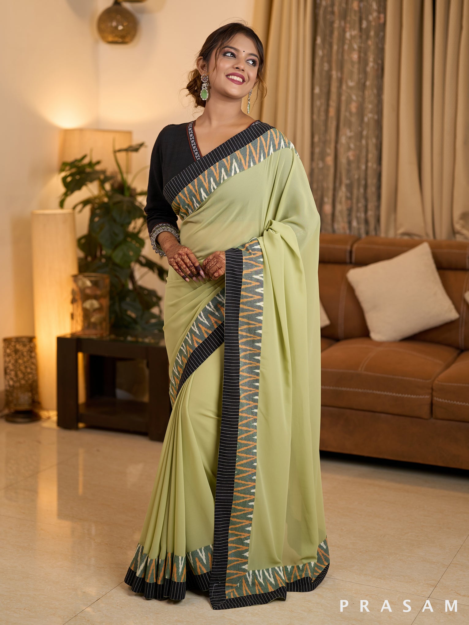 Spring Breeze Georgette Ikat Saree