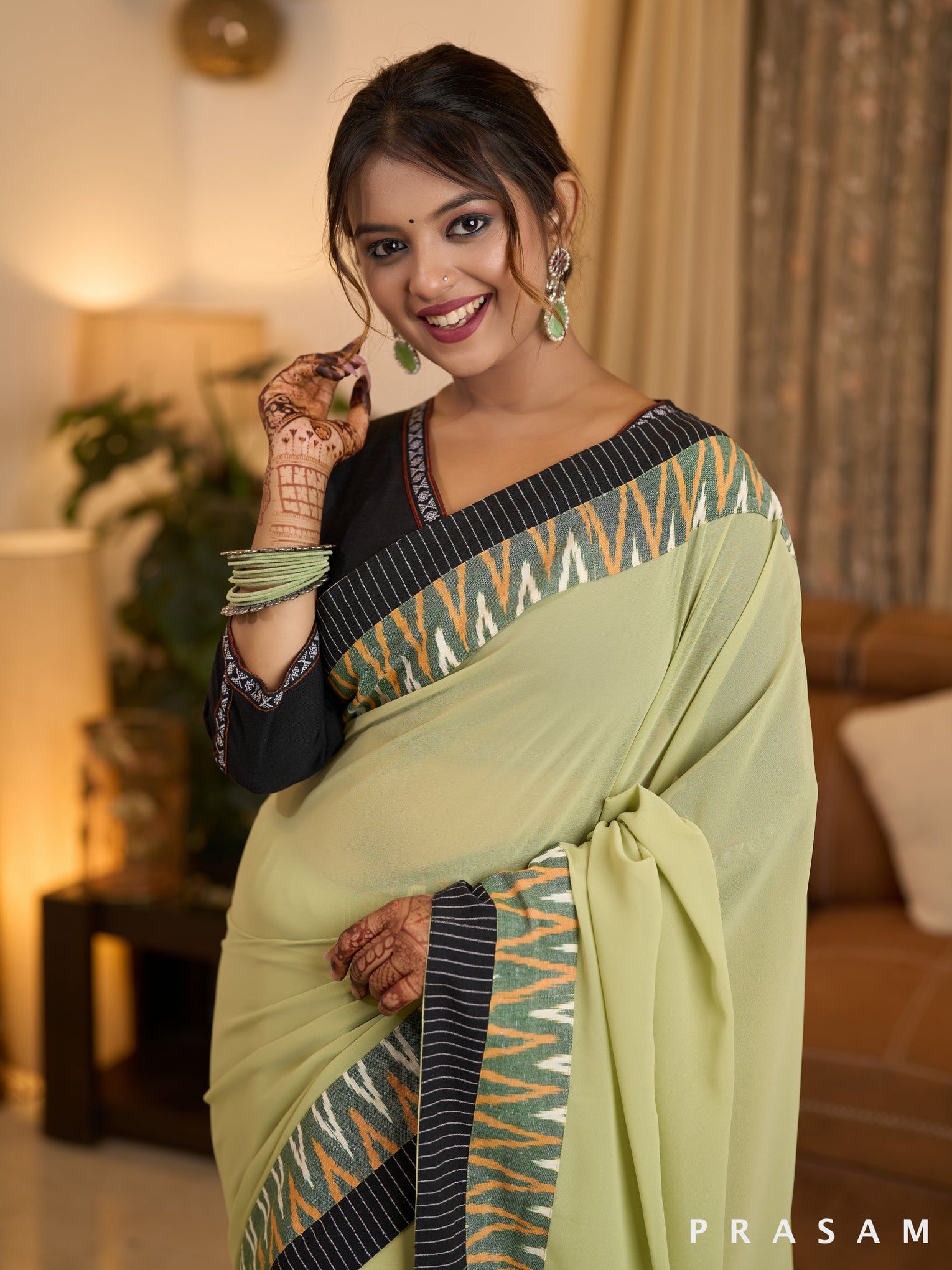 Spring Breeze Georgette Ikat Saree