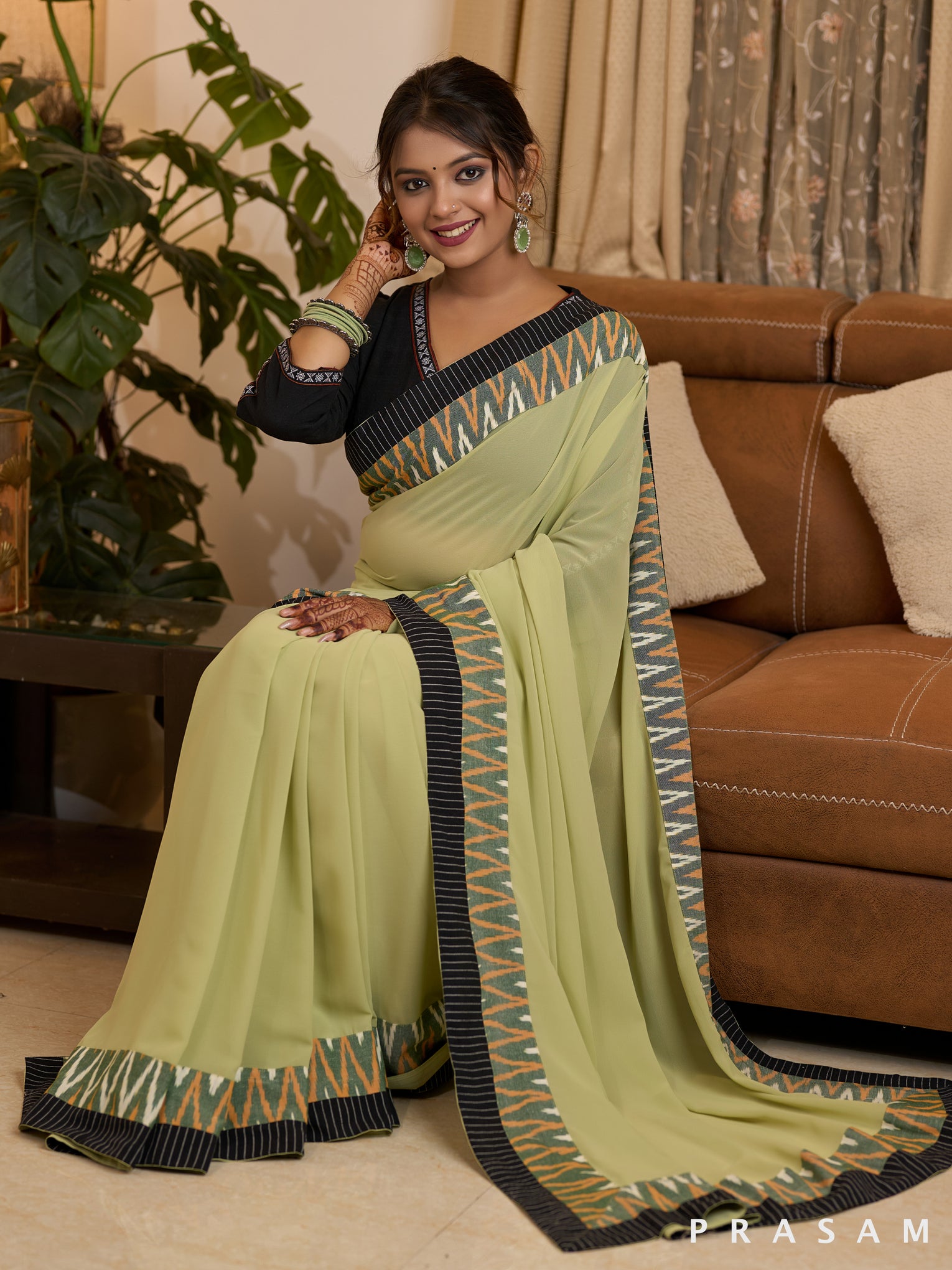 Spring Breeze Georgette Ikat Saree