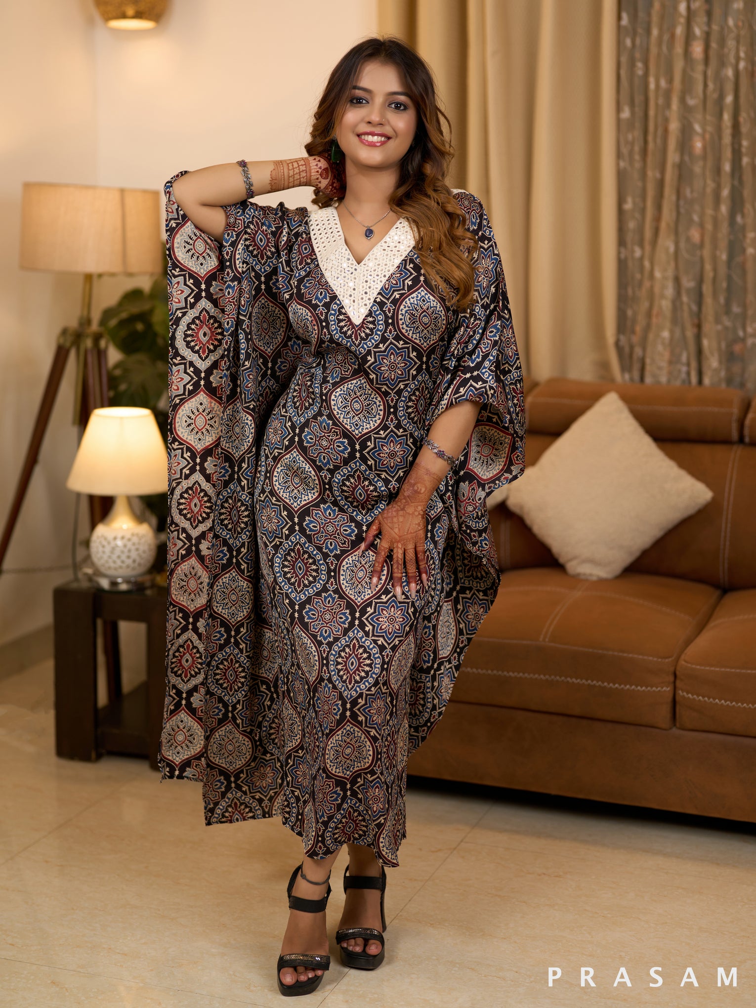 Ajrakh Enchantment Modal Silk Kaftan