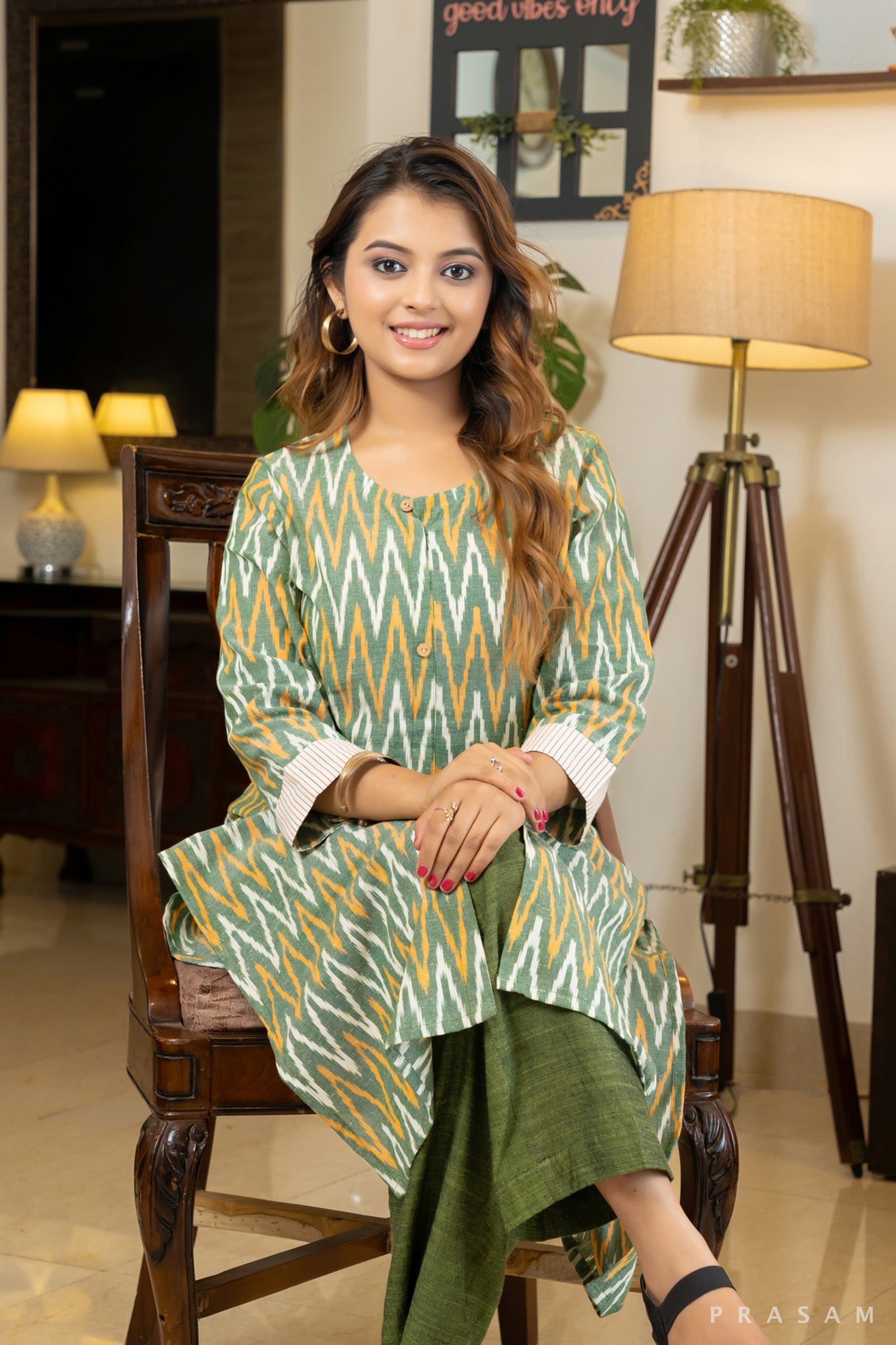 Emerald Echo Green Ikat Kurti