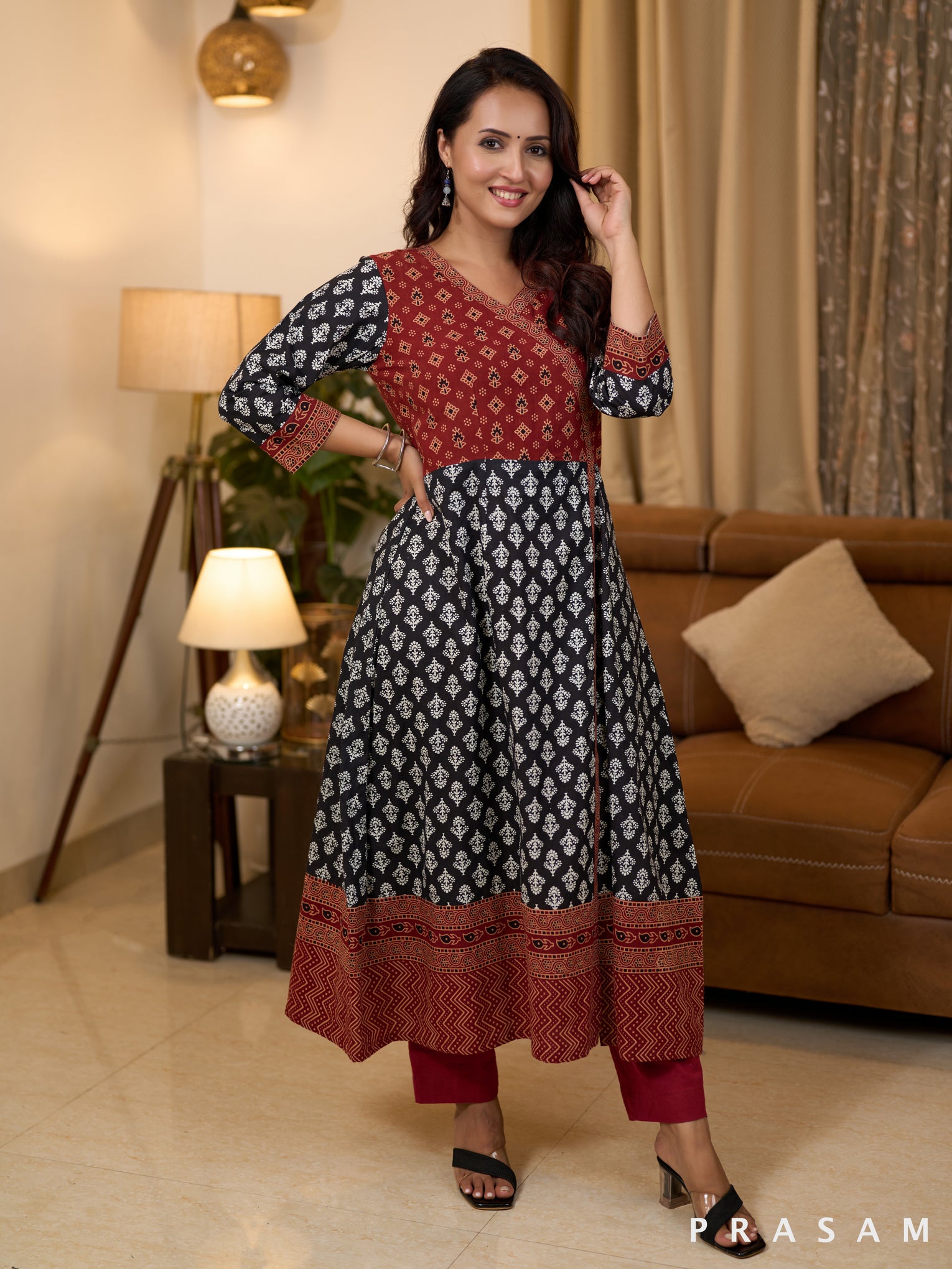 Raven Ajrakh Harmony Cotton Printed Kurti (Optional Pants)