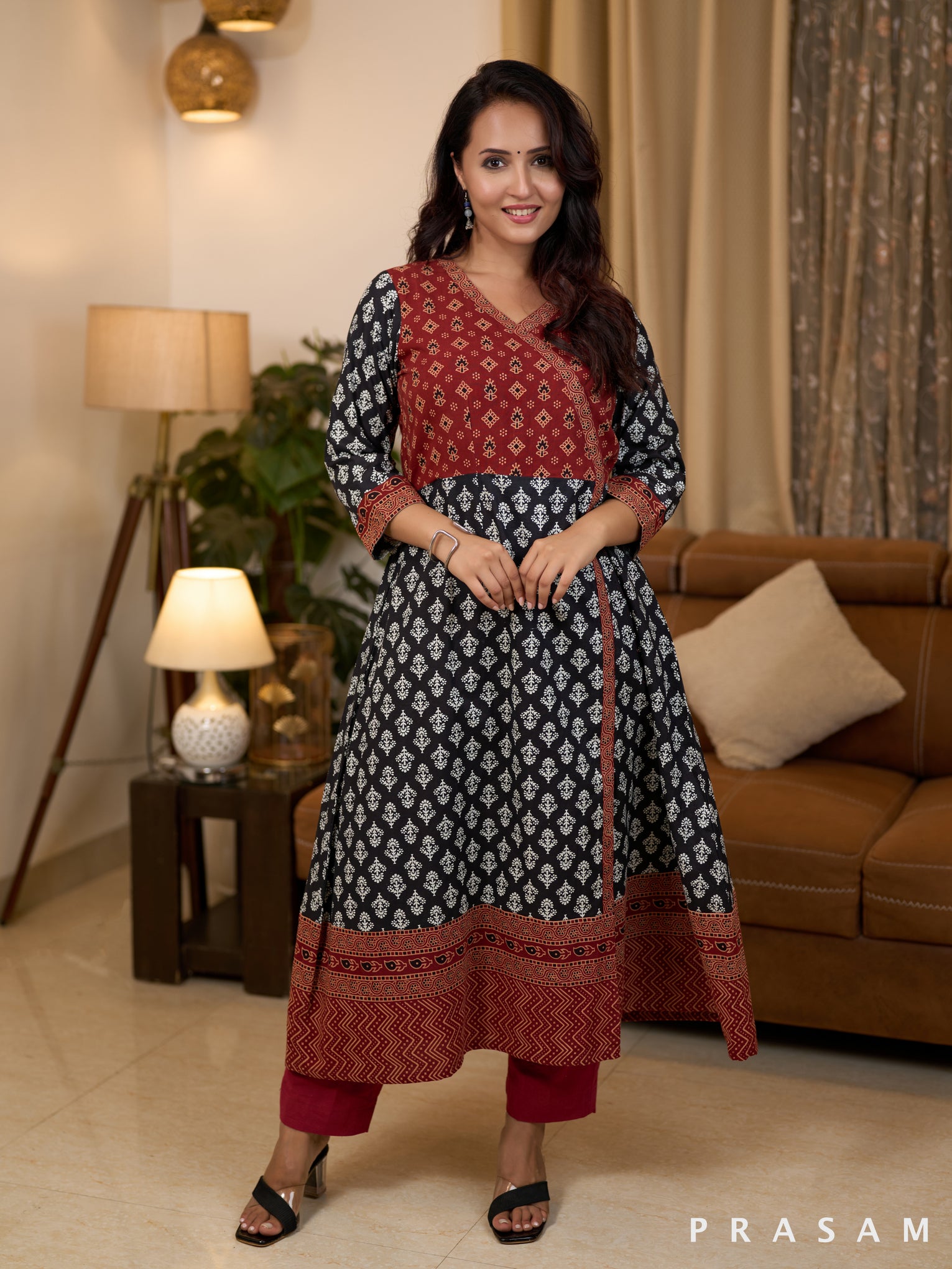 Raven Ajrakh Harmony Cotton Printed Kurti (Optional Pants)