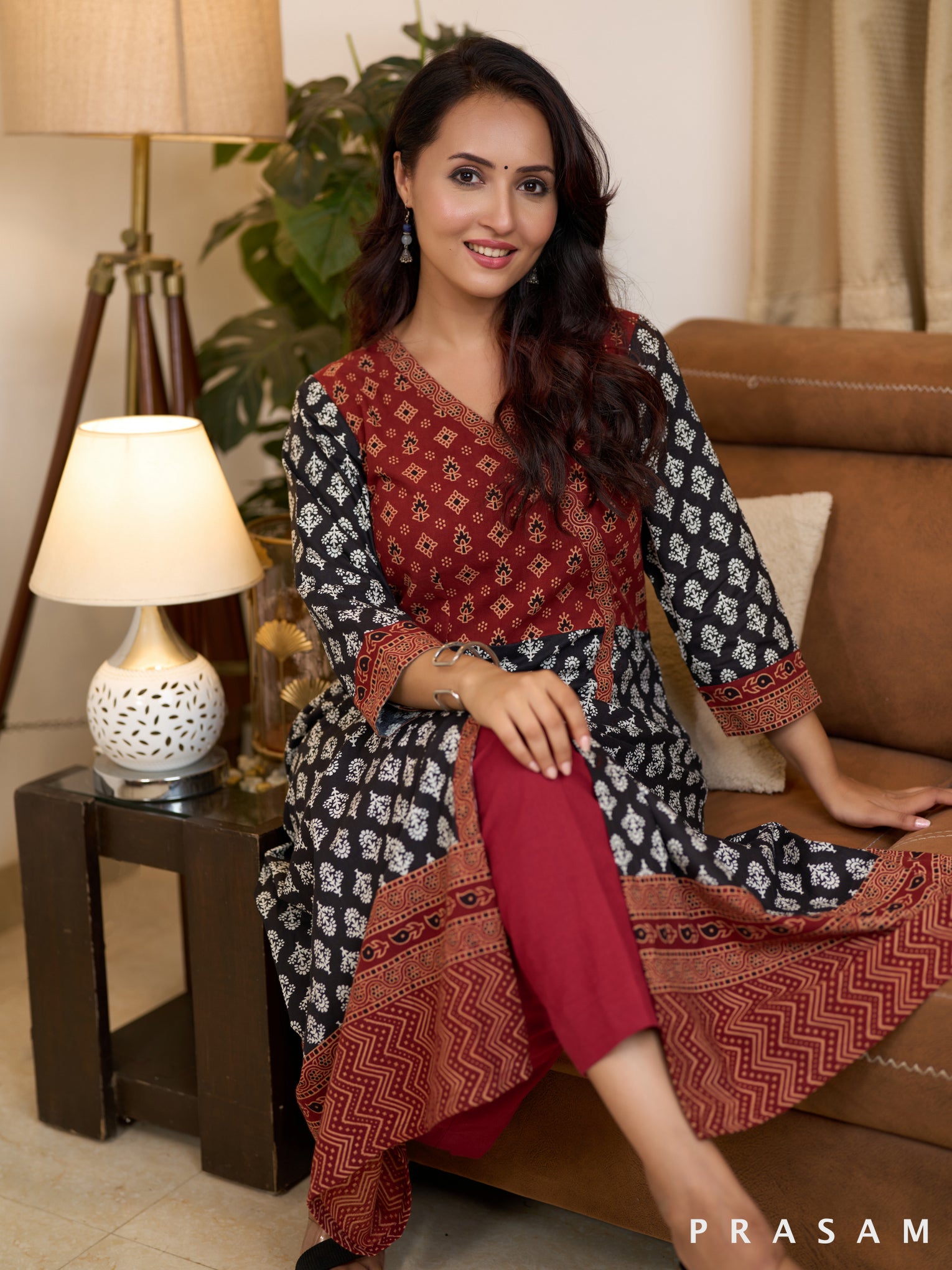 Raven Ajrakh Harmony Cotton Printed Kurti (Optional Pants)