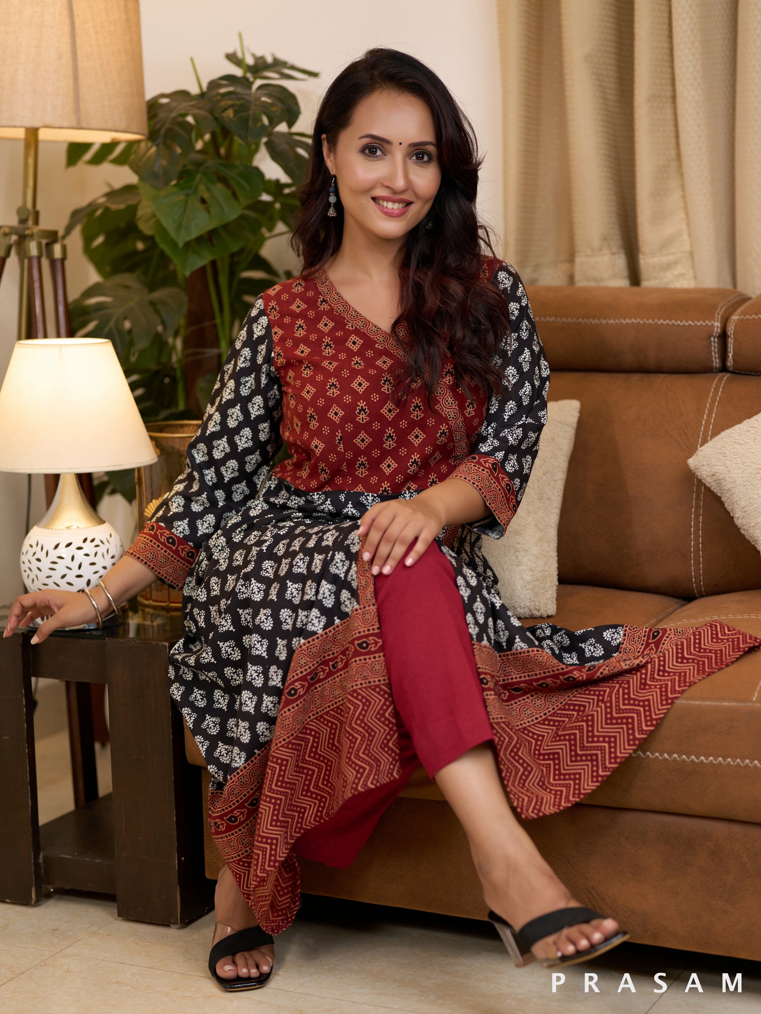 Raven Ajrakh Harmony Cotton Printed Kurti (Optional Pants)