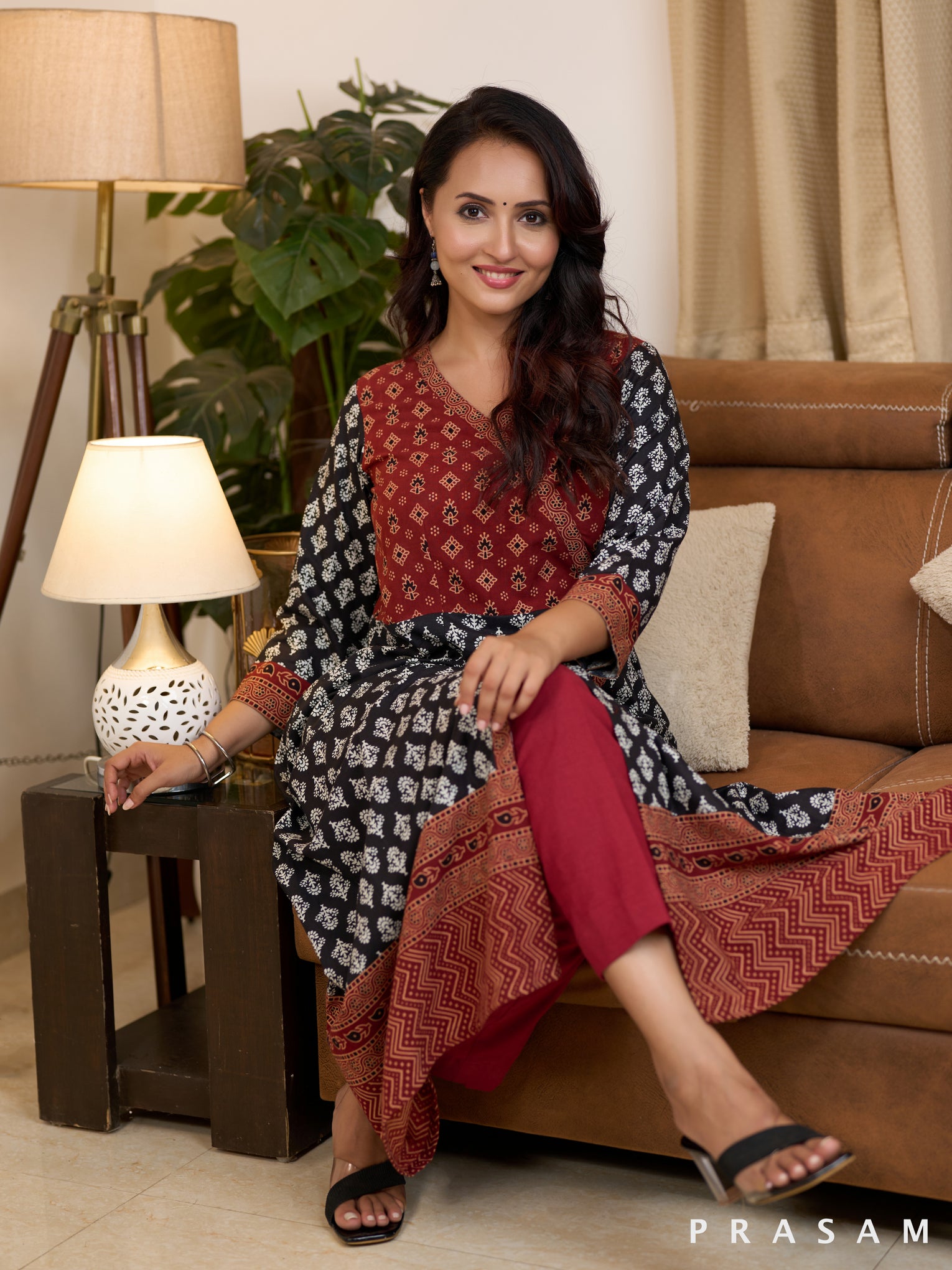 Raven Ajrakh Harmony Cotton Printed Kurti (Optional Pants)