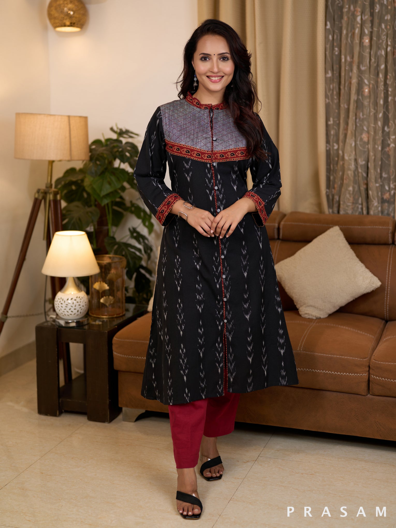 Midnight Ajrakh Harmony Cotton Kurti (Optional Pants)