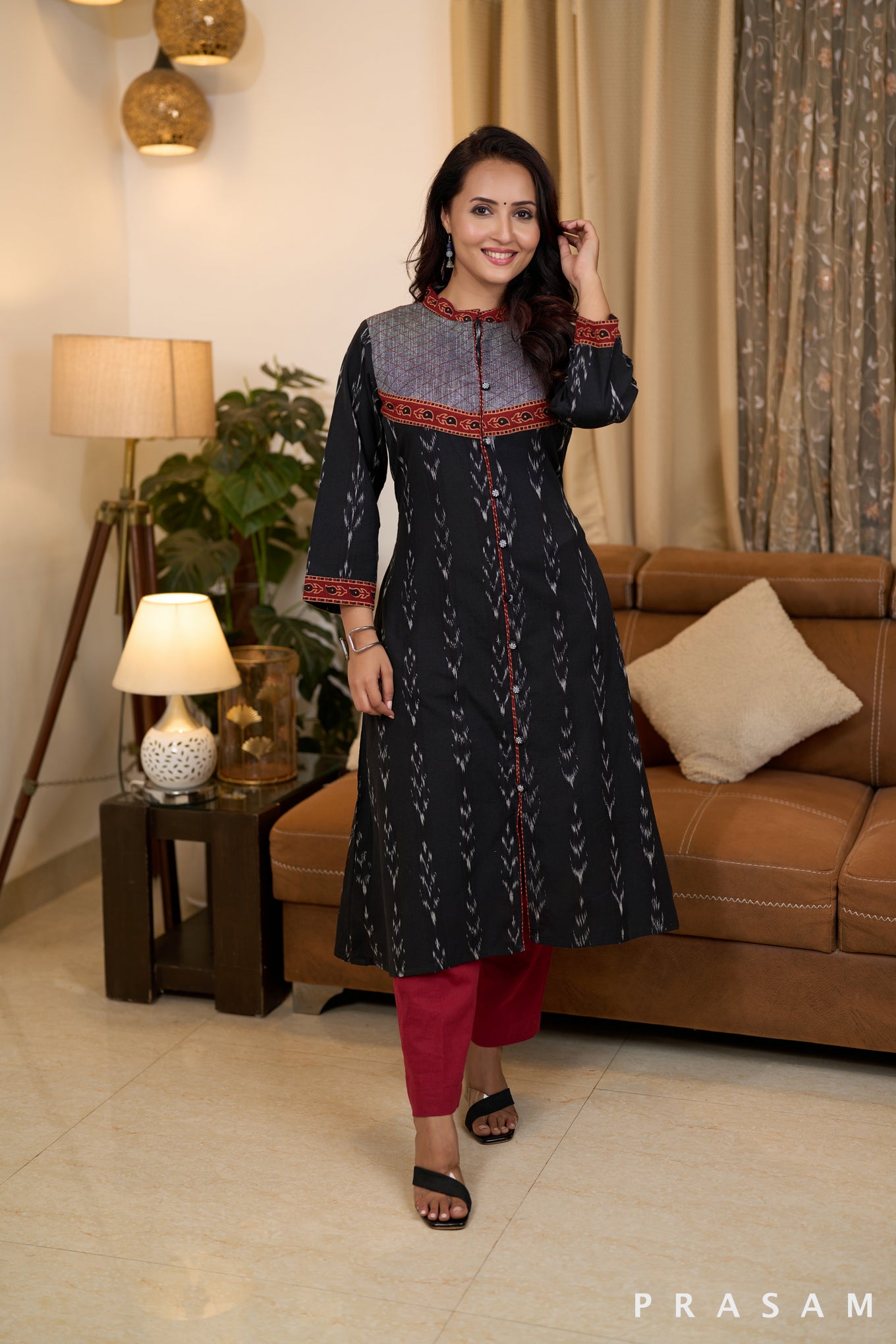 Midnight Ajrakh Harmony Cotton Kurti (Optional Pants)