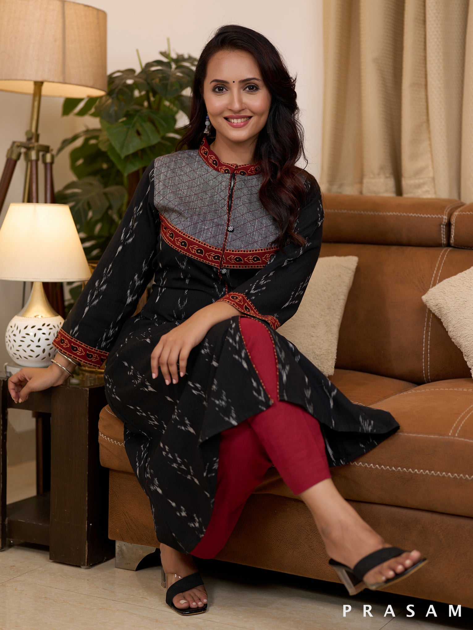 Midnight Ajrakh Harmony Cotton Kurti (Optional Pants)