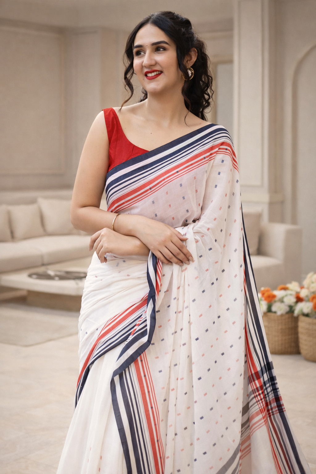 Floating Grace -Handwoven Cotton Jamdani Saree