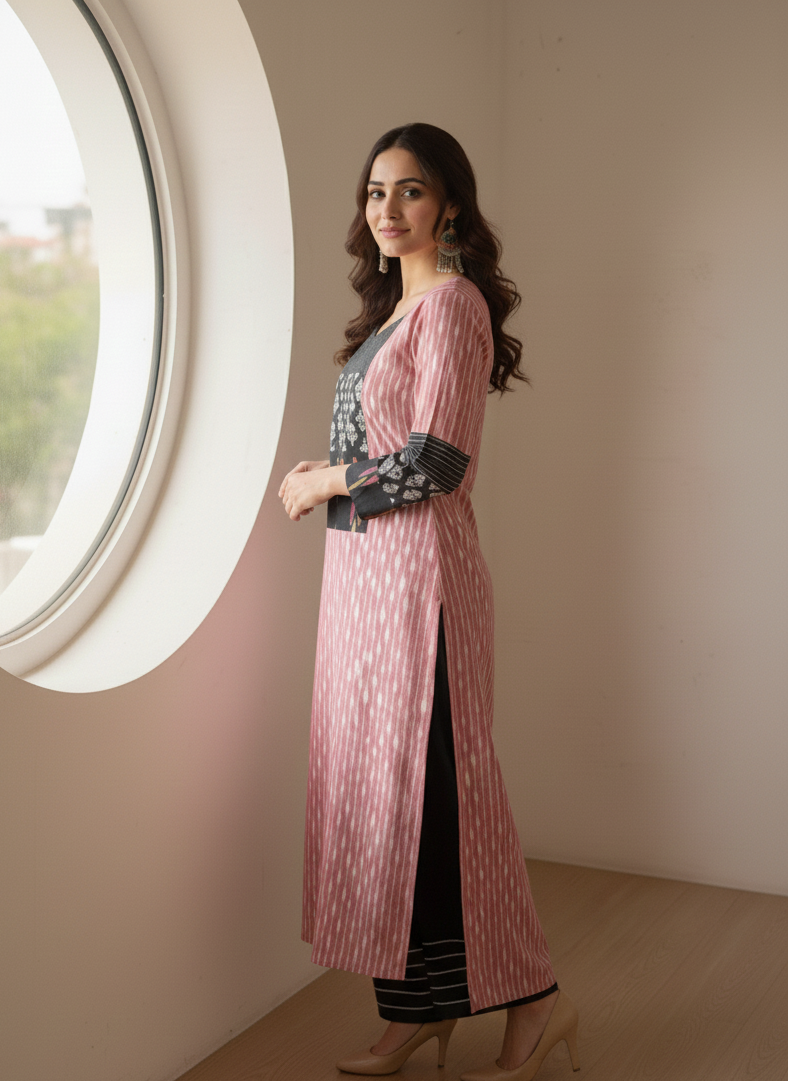 Pink Berry Ikat Kurti