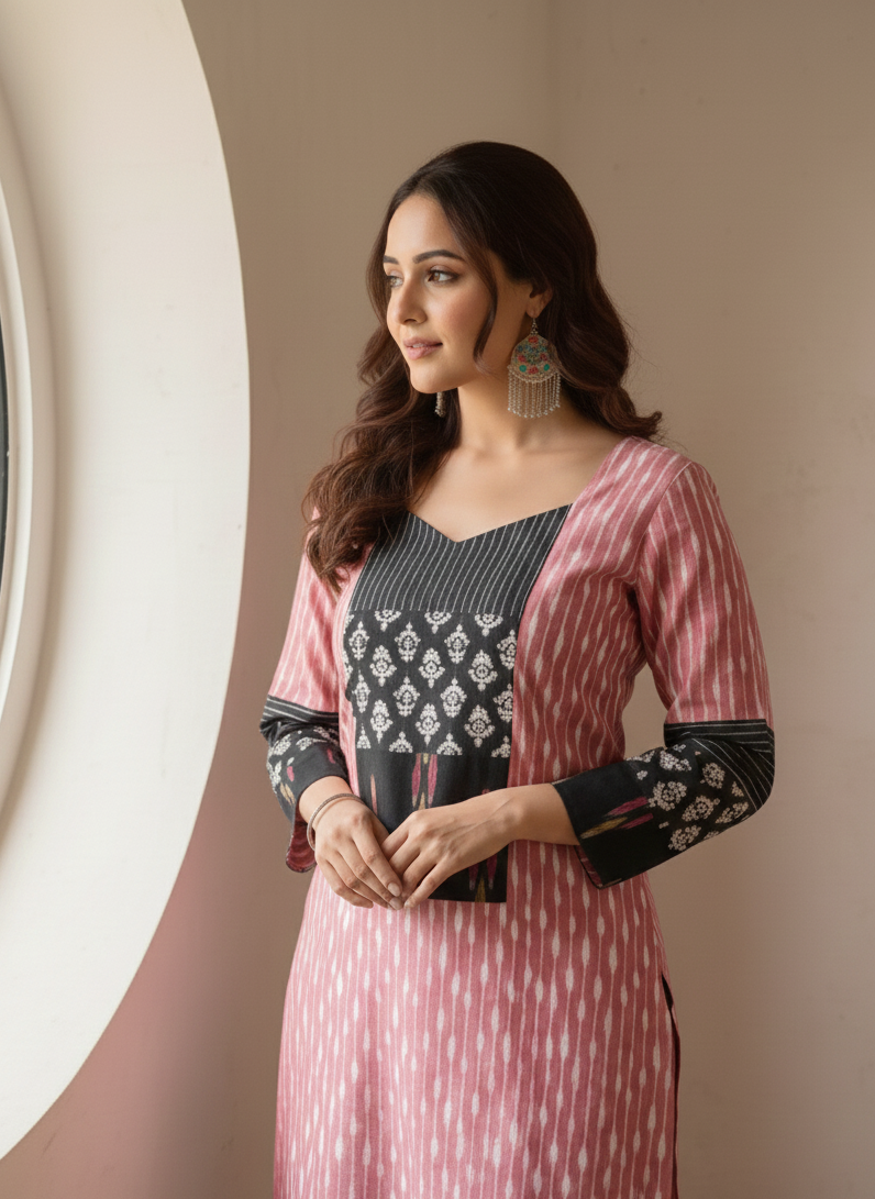 Pink Berry Ikat Kurti