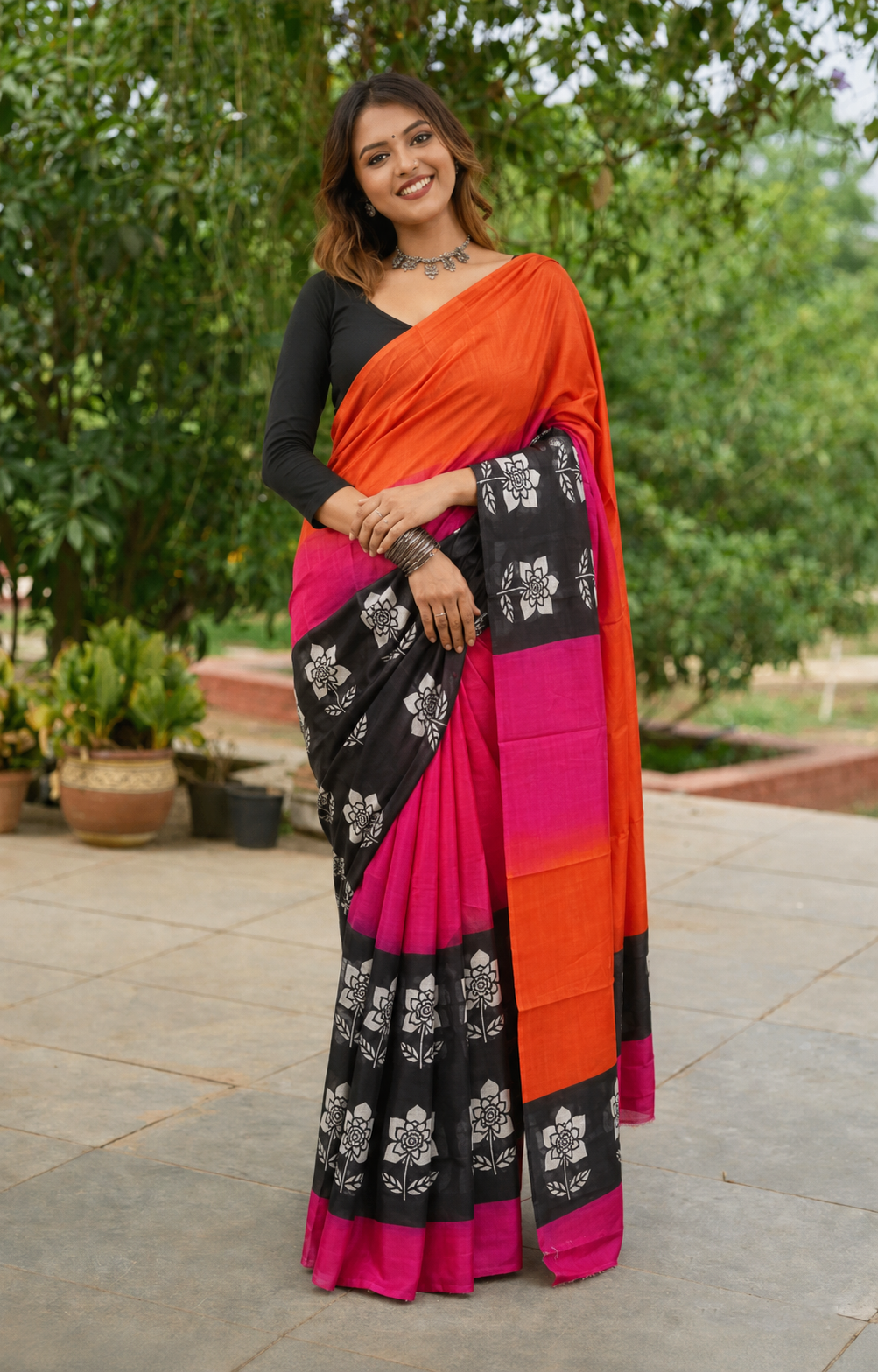 Gulnaar Grace Handpainted Silk Saree