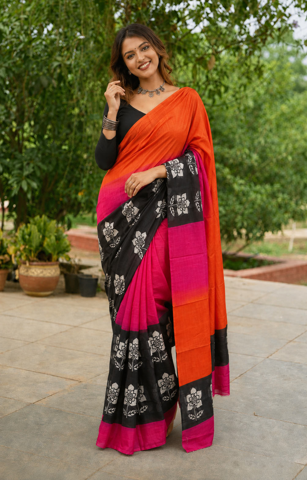 Gulnaar Grace Handpainted Silk Saree