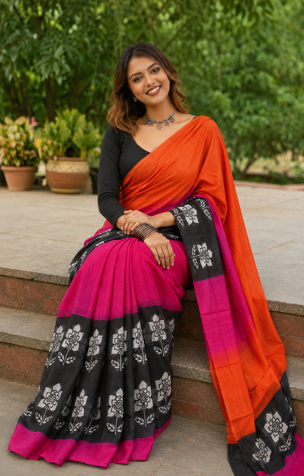 Gulnaar Grace Handpainted Silk Saree