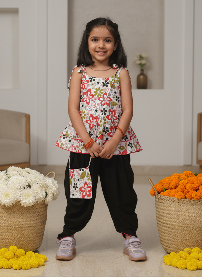 Let her bloom in our handcrafted cotton block-printed floral top &amp; dhoti trouser set. 🌸
Soft, airy, and full of festive flair — designed for easy comfort and joyful celebrations.
