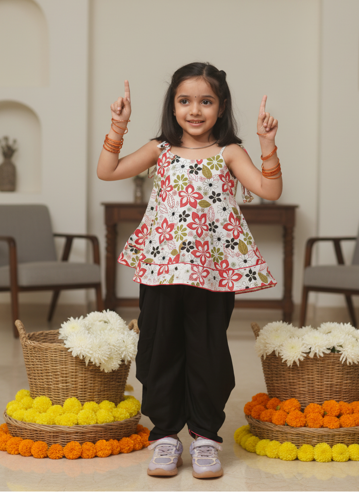 Let her bloom in our handcrafted cotton block-printed floral top &amp; dhoti trouser set. 🌸
Soft, airy, and full of festive flair — designed for easy comfort and joyful celebrations.