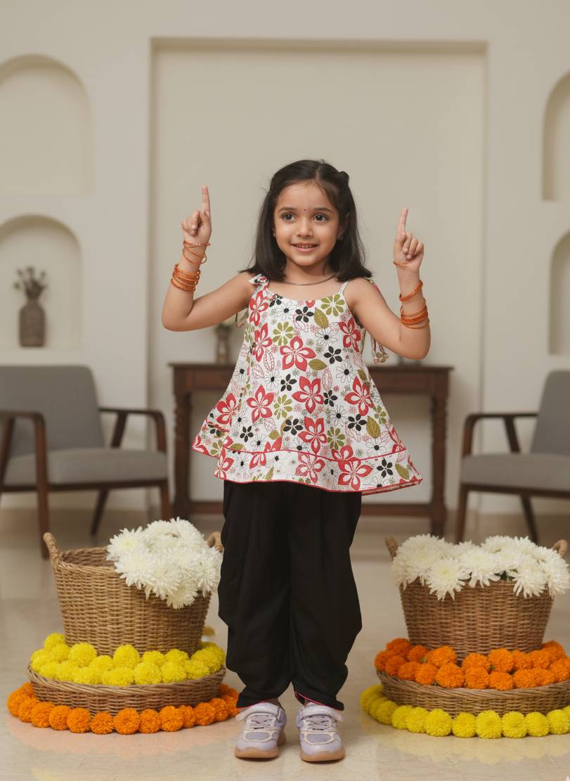 Let her bloom in our handcrafted cotton block-printed floral top &amp; dhoti trouser set. 🌸
Soft, airy, and full of festive flair — designed for easy comfort and joyful celebrations.