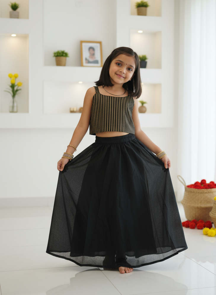 Let her glow in our handcrafted block-printed Chanderi top &amp; skirt set. ✨
Soft, breathable &amp; festive — designed with artisanal finesse for comfort and charm during every celebration.