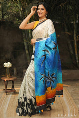Coco Gaze Hand Painted Pure Matka Silk Saree Prasam crafts