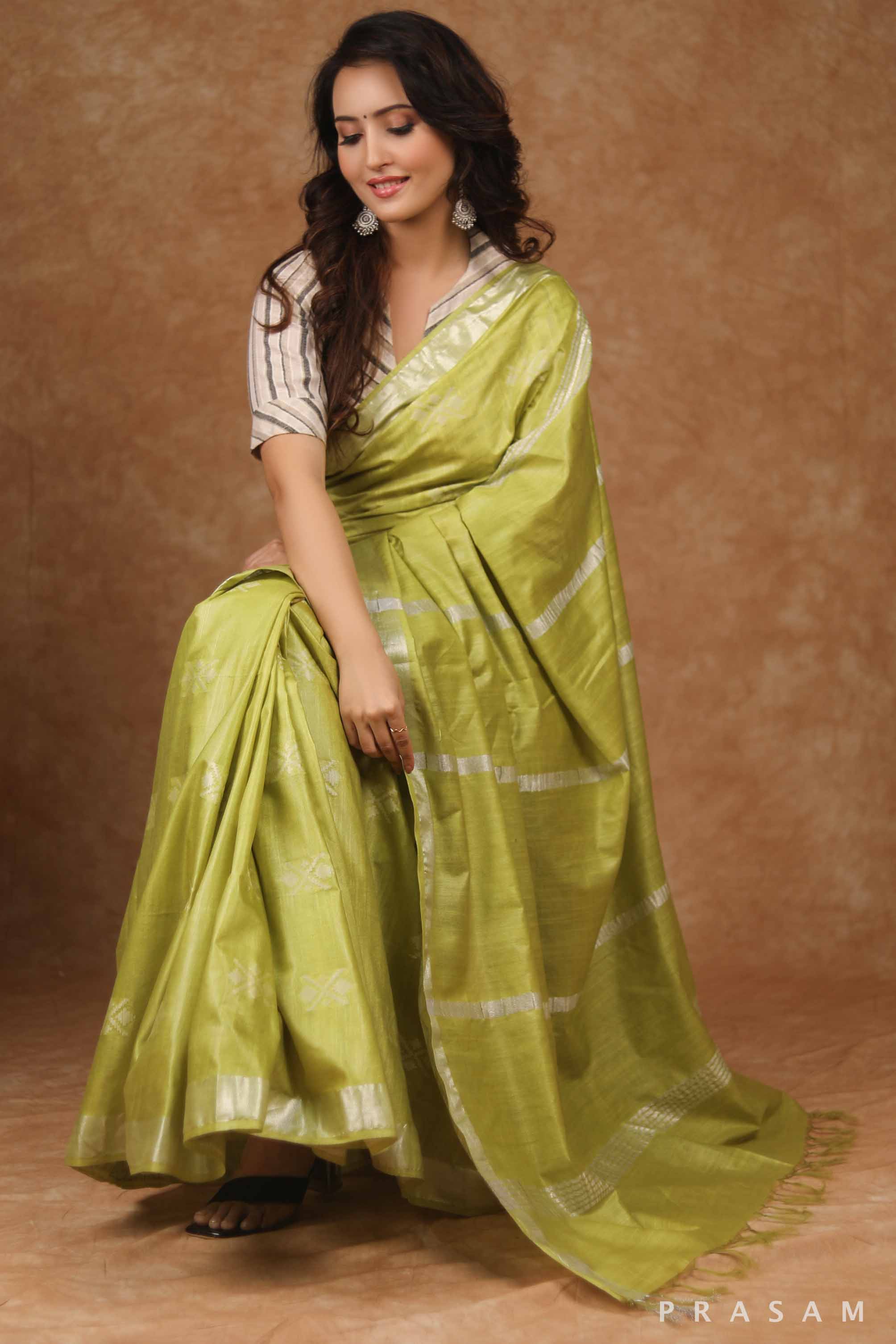 Citrus Mist Cotton Blend Saree Prasam Crafts